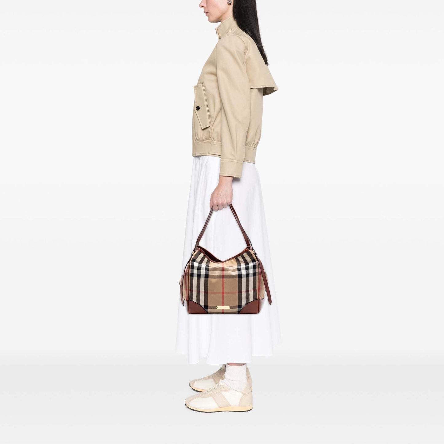 Burberry Small House Check Canvas Bridle Canterbury Tote