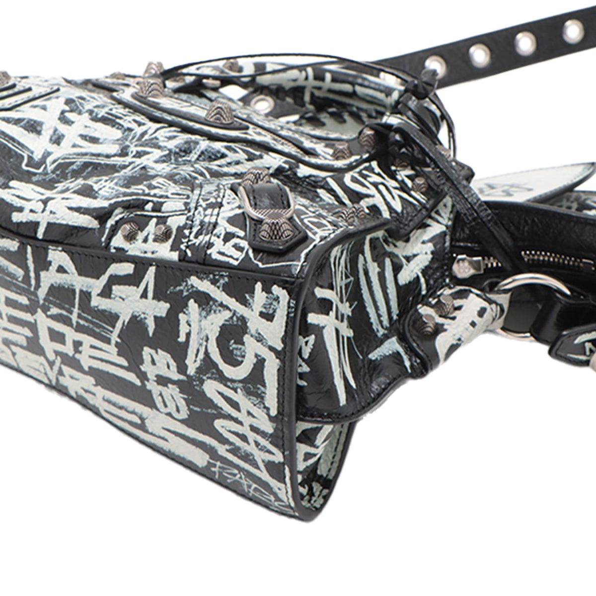 Balenciaga Lambskin Motocross Graffiti All Over Neo Cagole XS — White