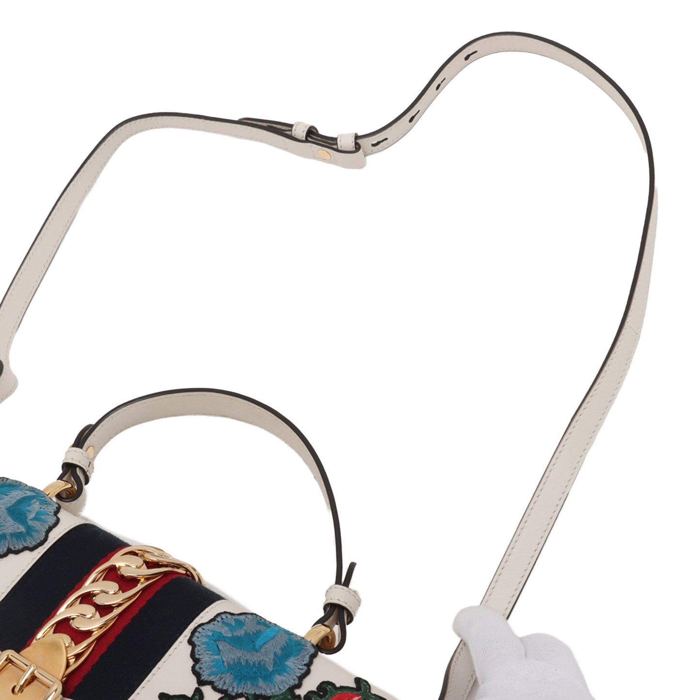 Gucci Medium Floral Embroidered Leather Sylvie Top Handle Bag