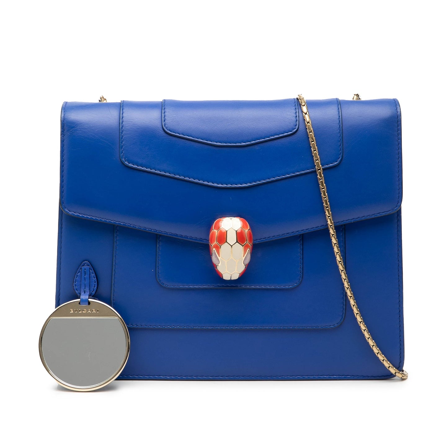 Bvlgari Small Leather Square Serpenti Forever Chain Crossbody