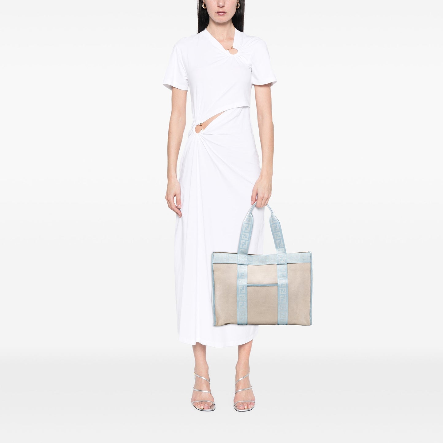Fendi Zucca Trimmed Canvas Tote