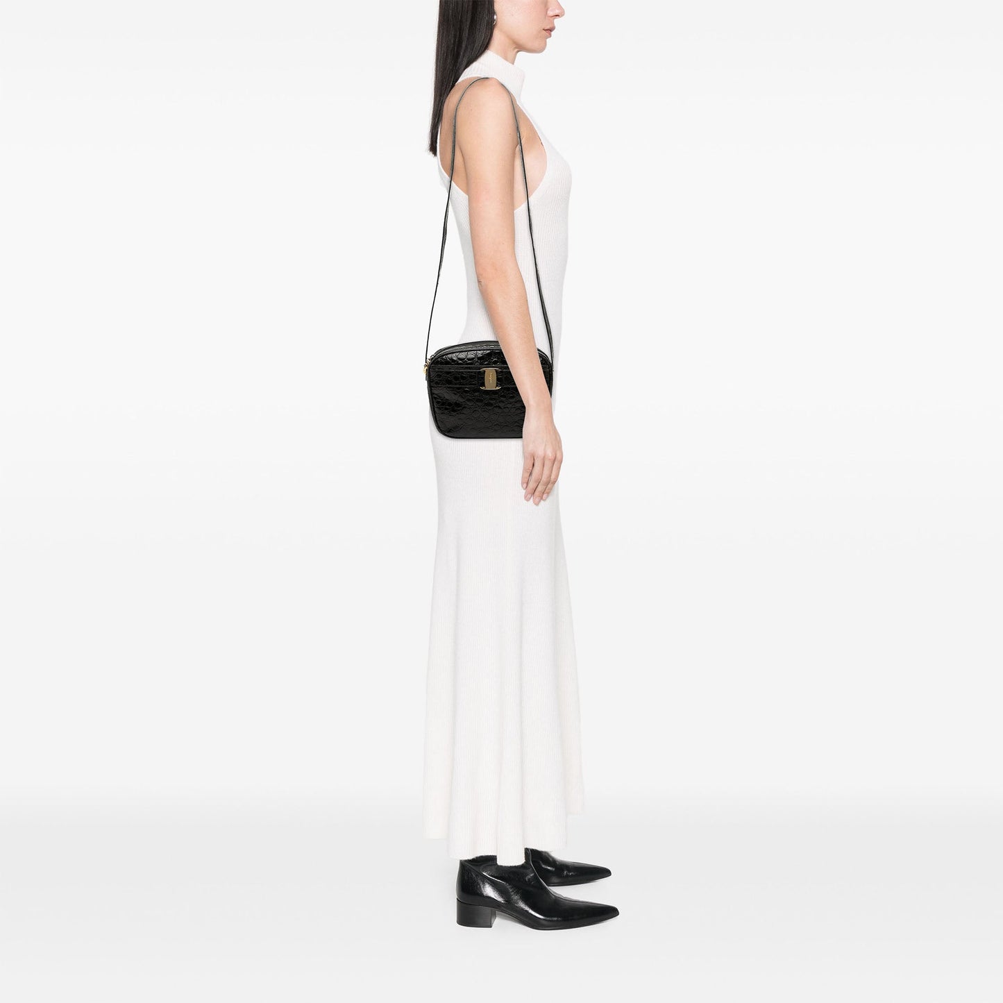 Leather Gancini Chain Crossbody