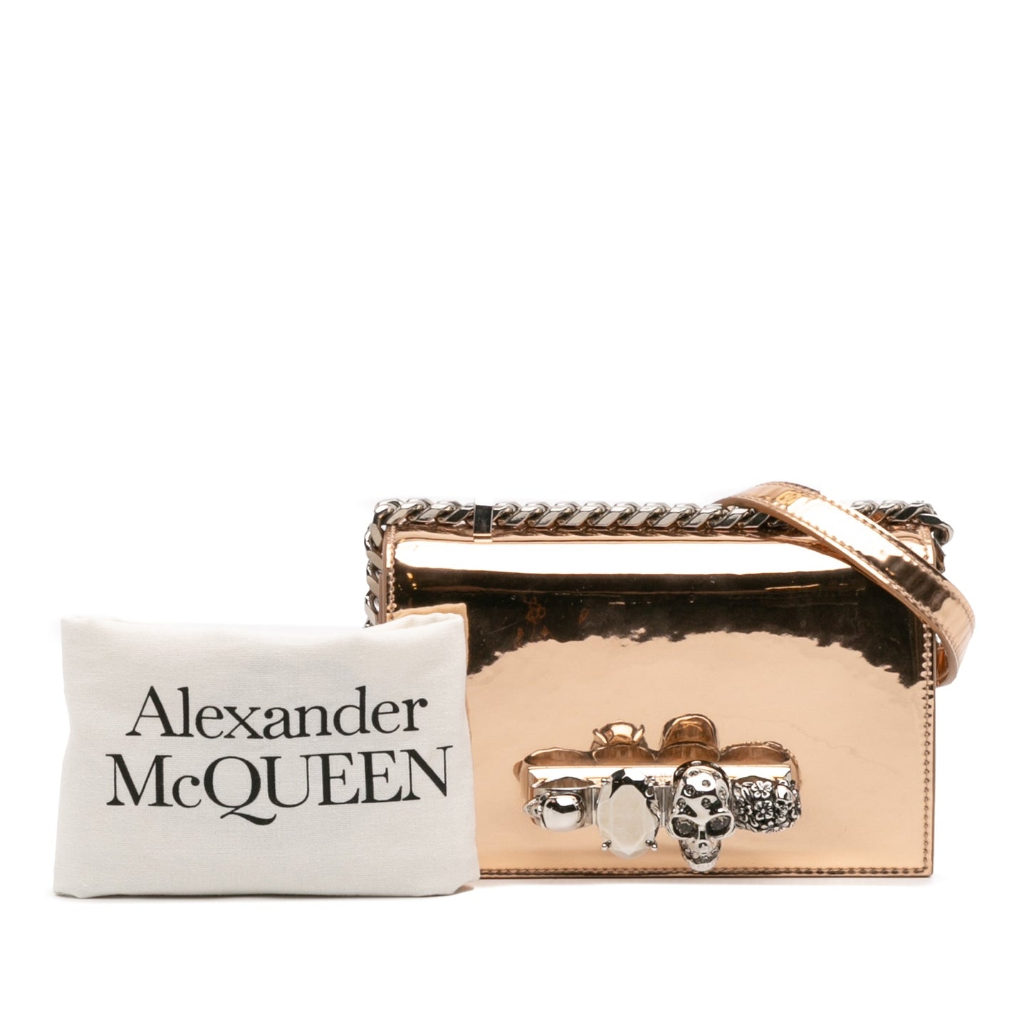 Alexander McQueen Mini Metallic Calfskin Jewelled Crossbody