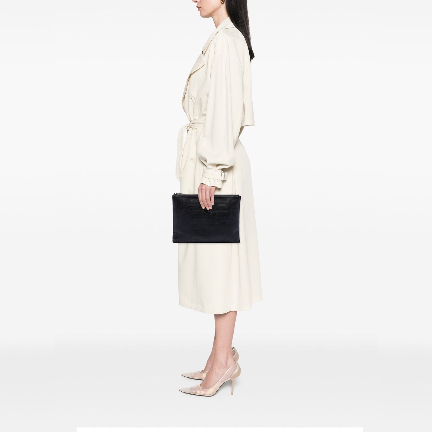Saint Laurent Croc Embossed Leather Monogram iPad Case