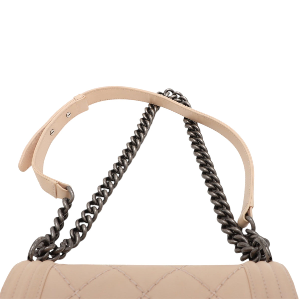 Chanel Small Quilted Lambskin Wild Stitch Boy Flap — Beige