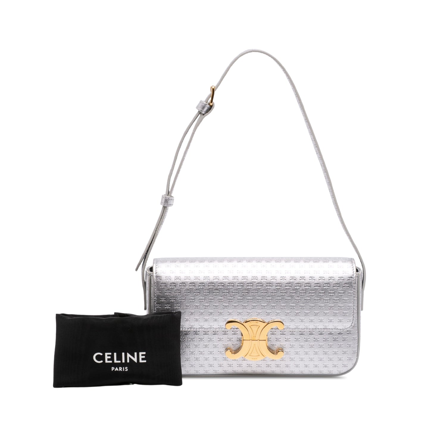 Celine Triomphe All Over Laminated Calfskin Claude Shoulder Bag