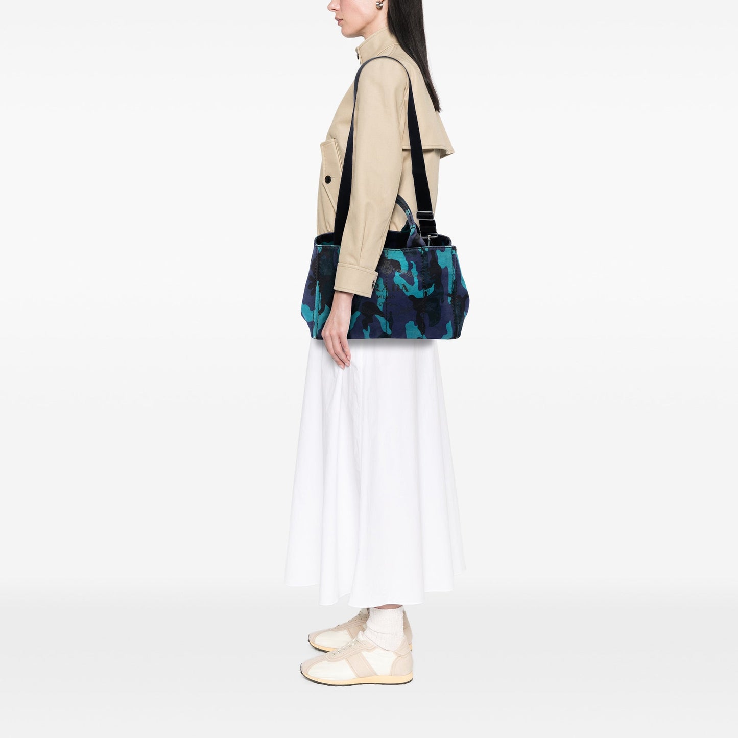 Prada Canvas Canapa Logo Camouflage Satchel