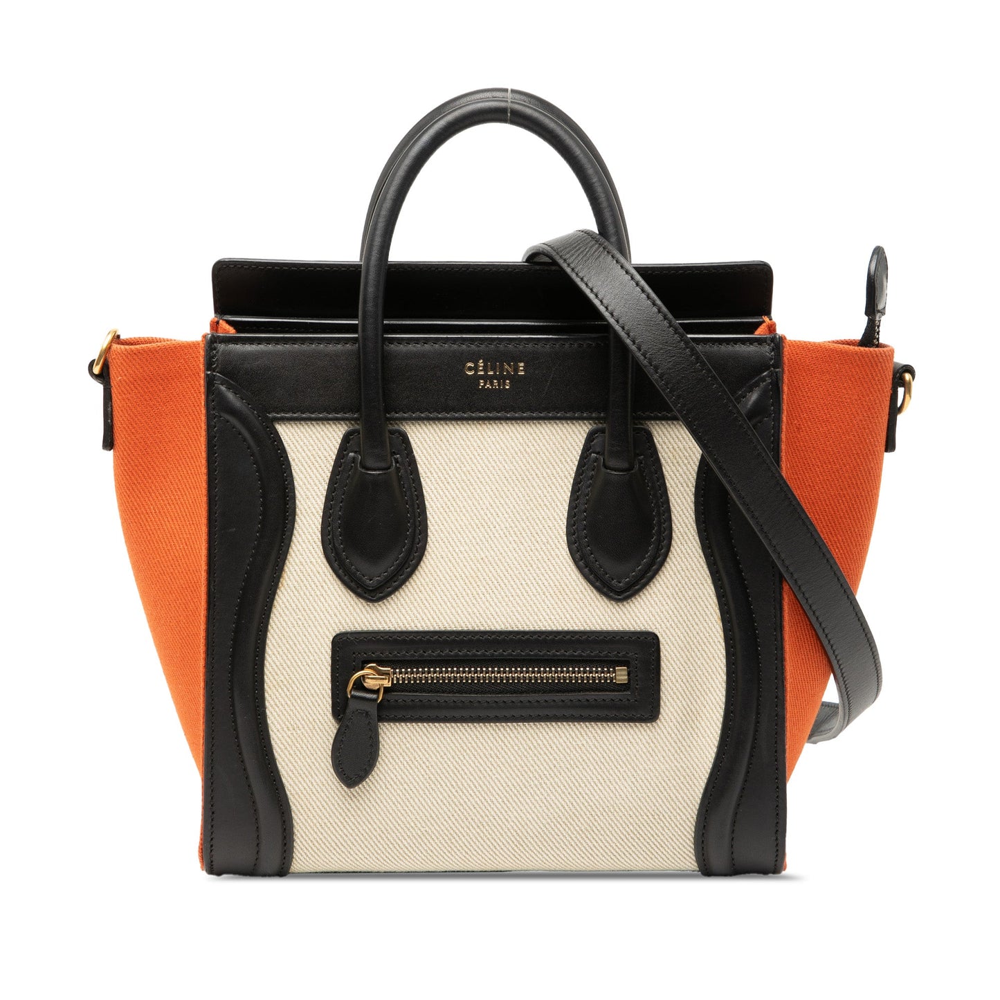 Celine Nano Tricolor Canvas and Leather Luggage Tote