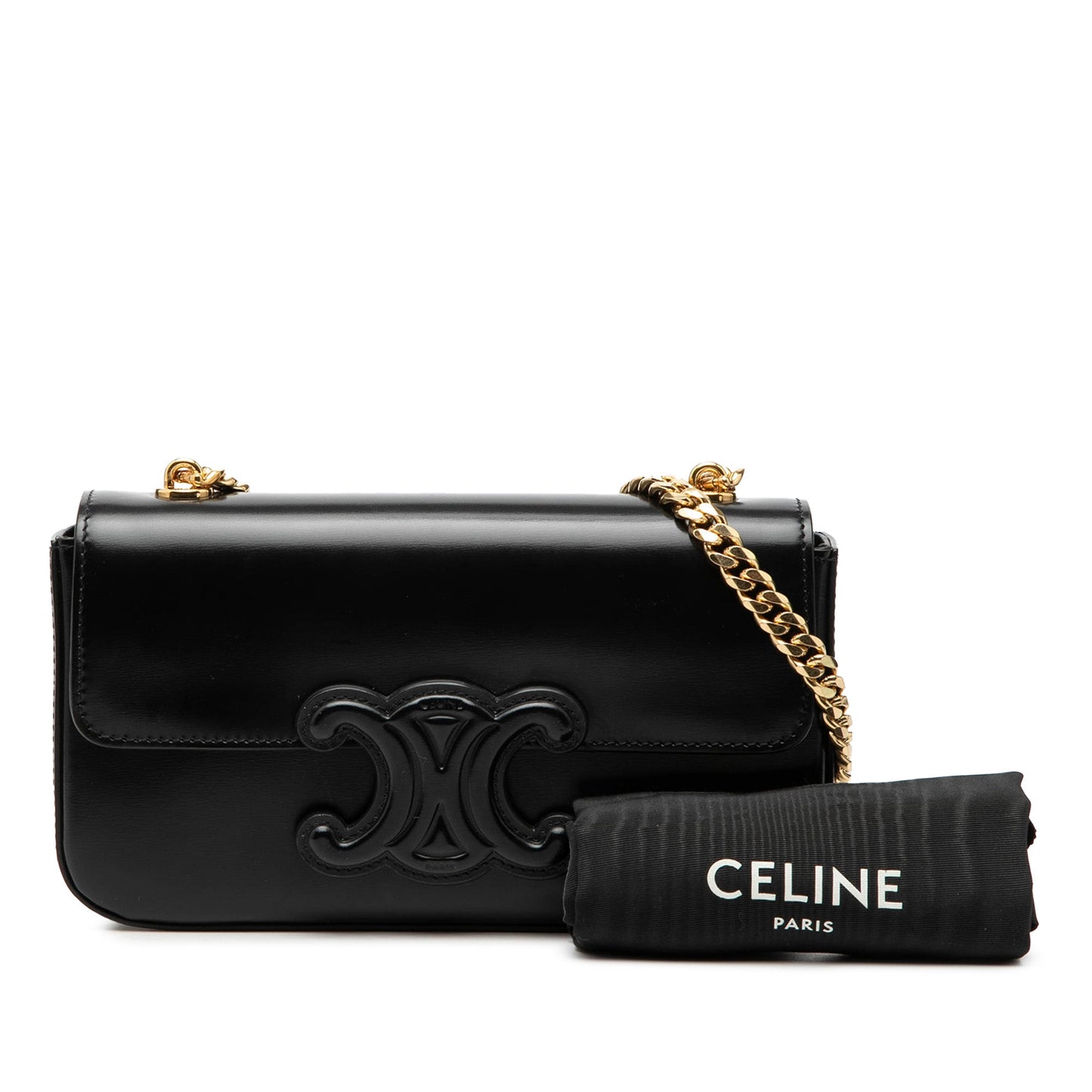 Celine Smooth Calfskin Cuir Triomphe Chain Shoulder Bag