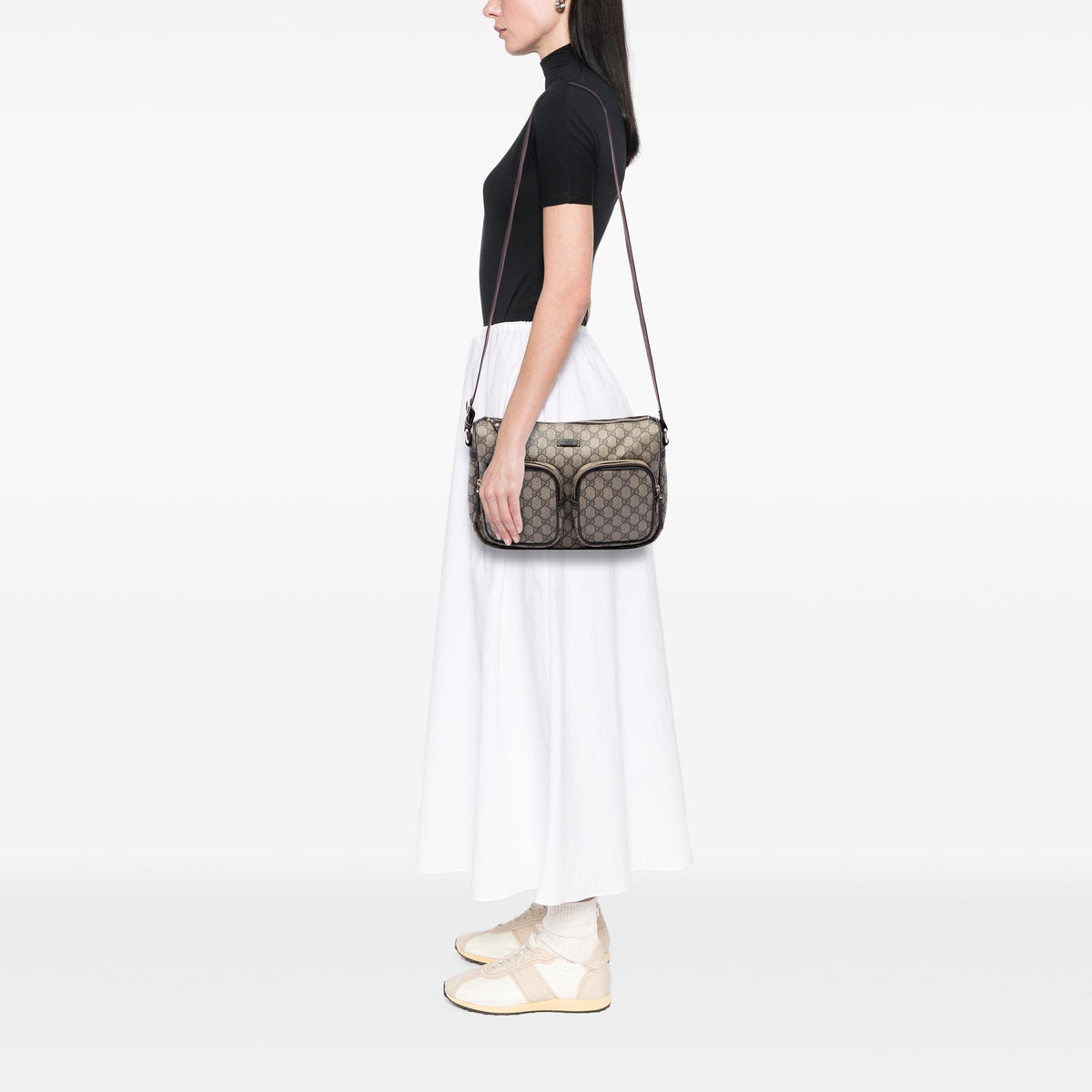 Gucci GG Supreme Double Pocket Crossbody