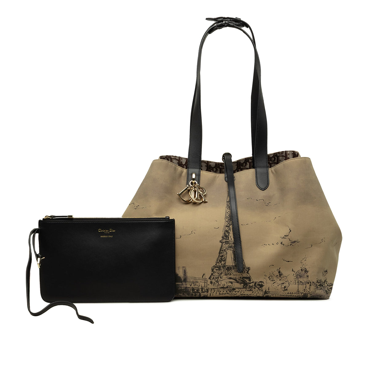 Dior Large Nylon Eiffel Tower Toujours Tote — Beige