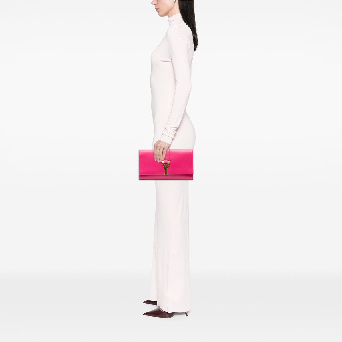 Saint Laurent Leather Chyc Ligne Clutch