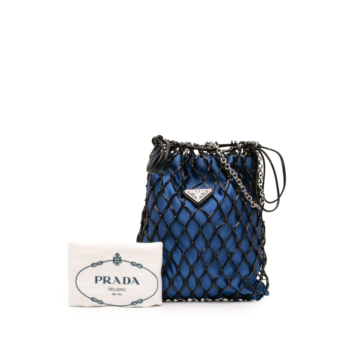 Prada Satin and Leather Net Chain Crossbody