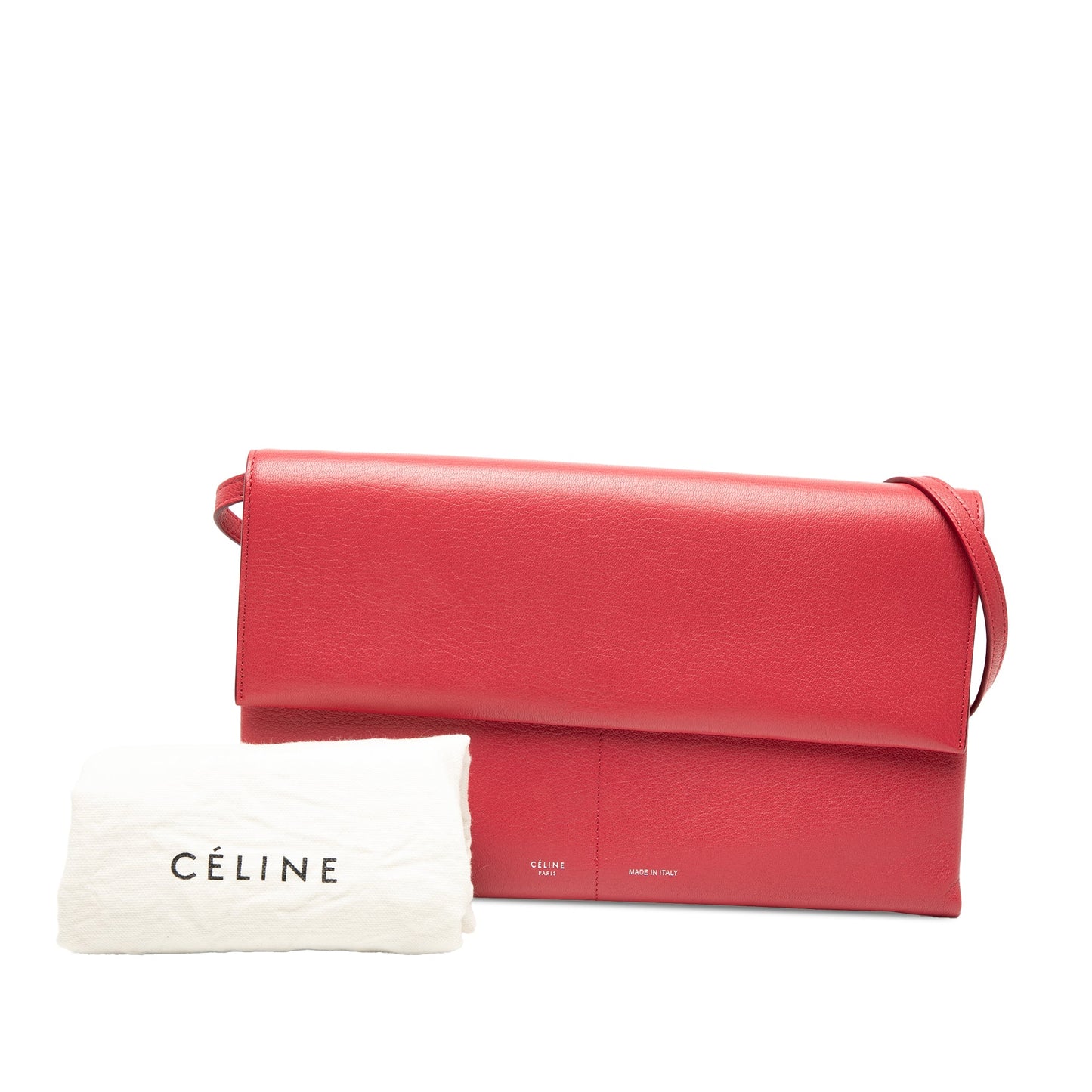 Celine Leather Folded Clutch On Strap