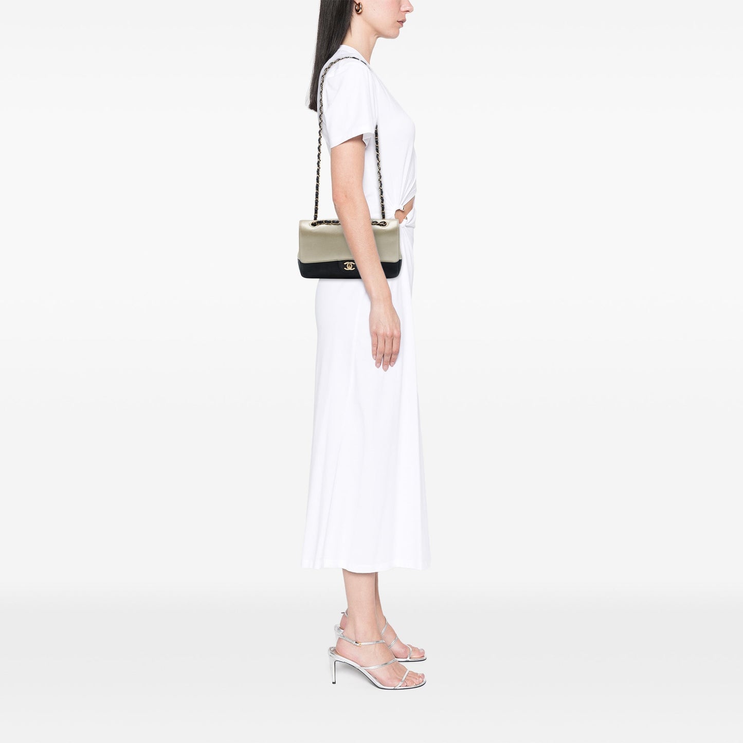 Chanel Medium Classic Bicolor Caviar and Iridescent Calfskin Double Flap