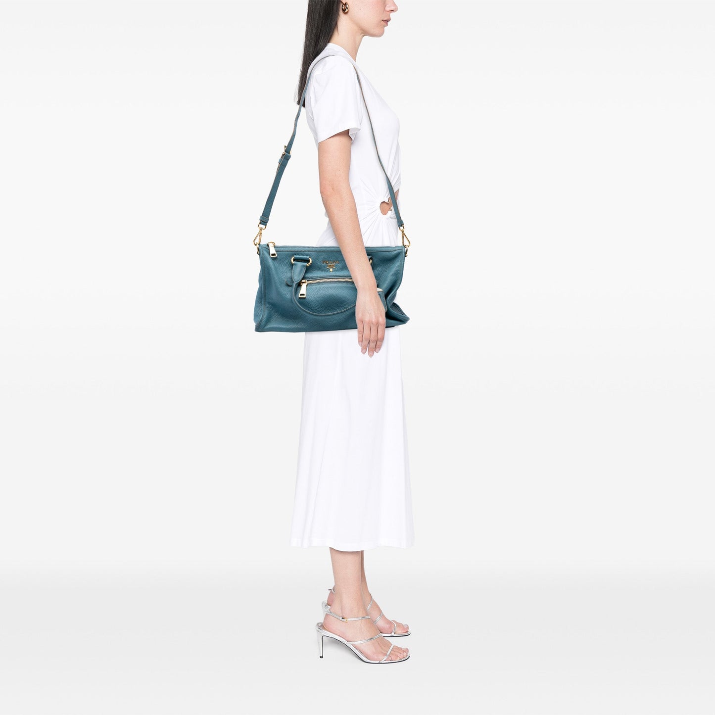 Prada Vitello Daino Zip Top Satchel
