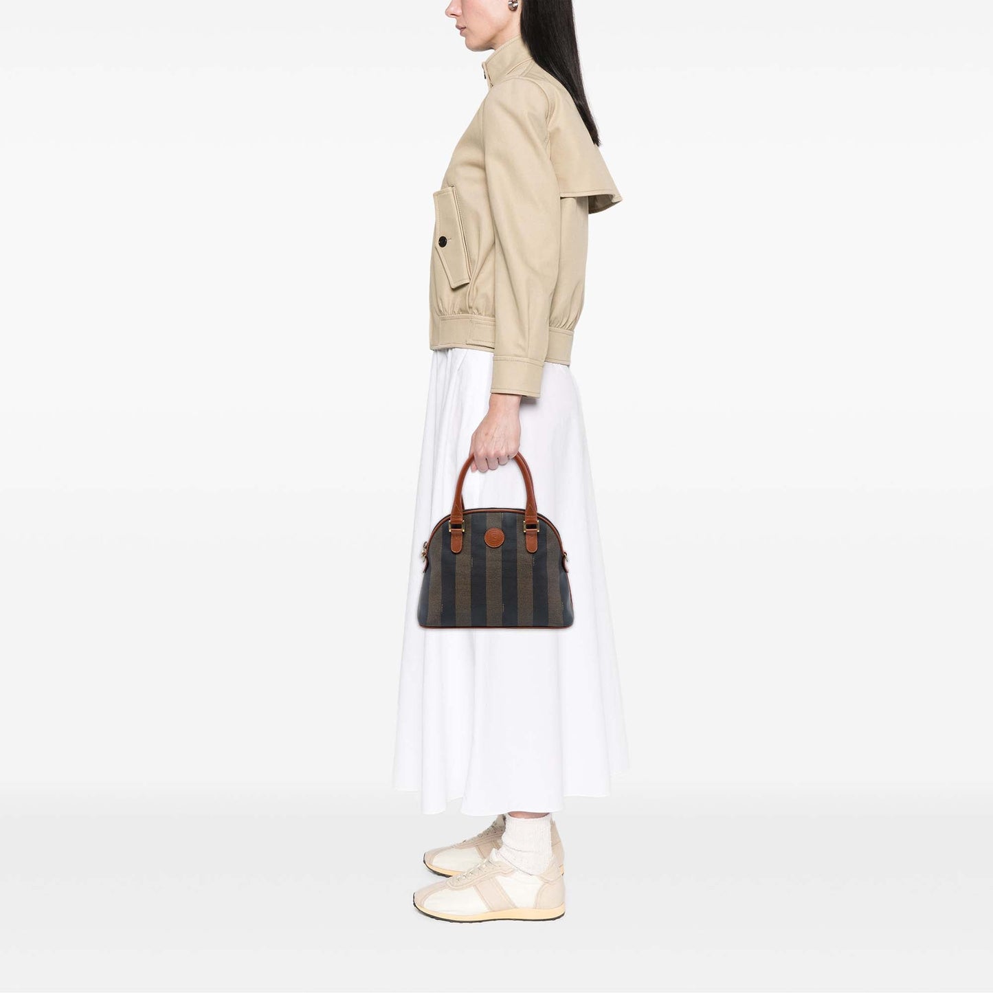 Fendi Pequin Coated Canvas Dome Satchel