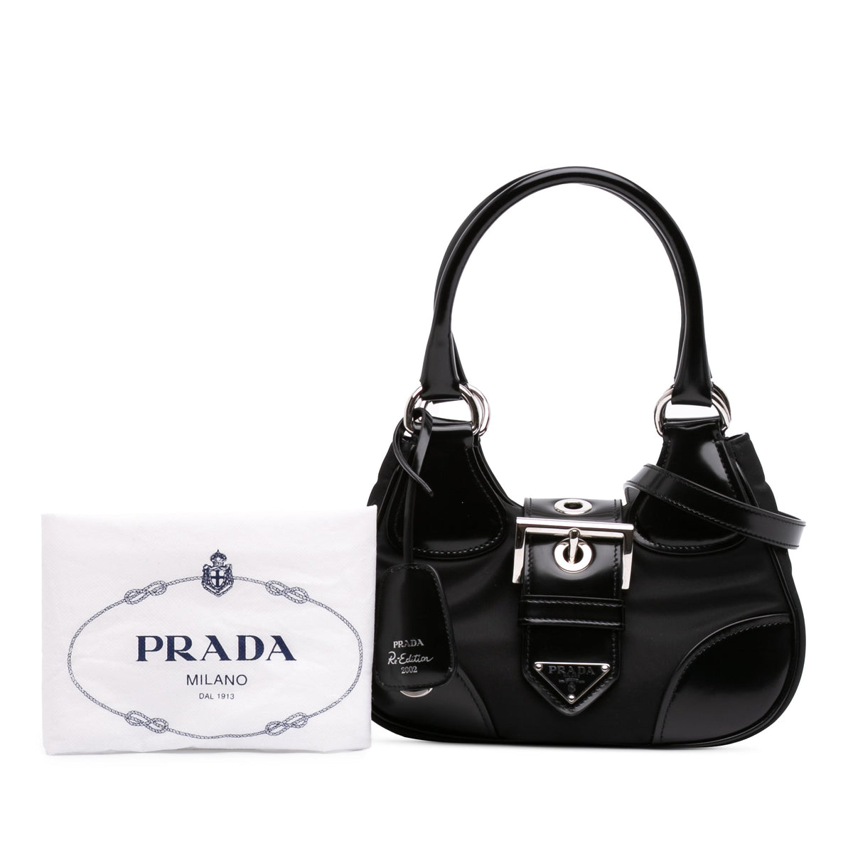 Prada Re Nylon and Shiny Calfskin Re Edition 2002 Moon Satchel