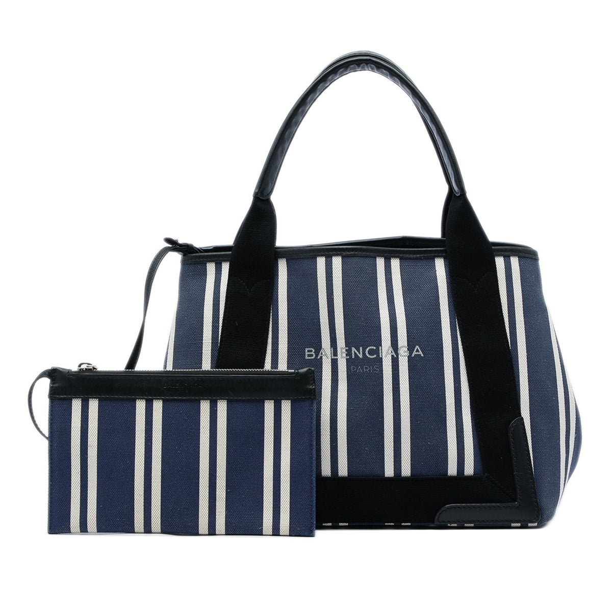 Balenciaga Canvas Striped Navy Cabas S — Blue