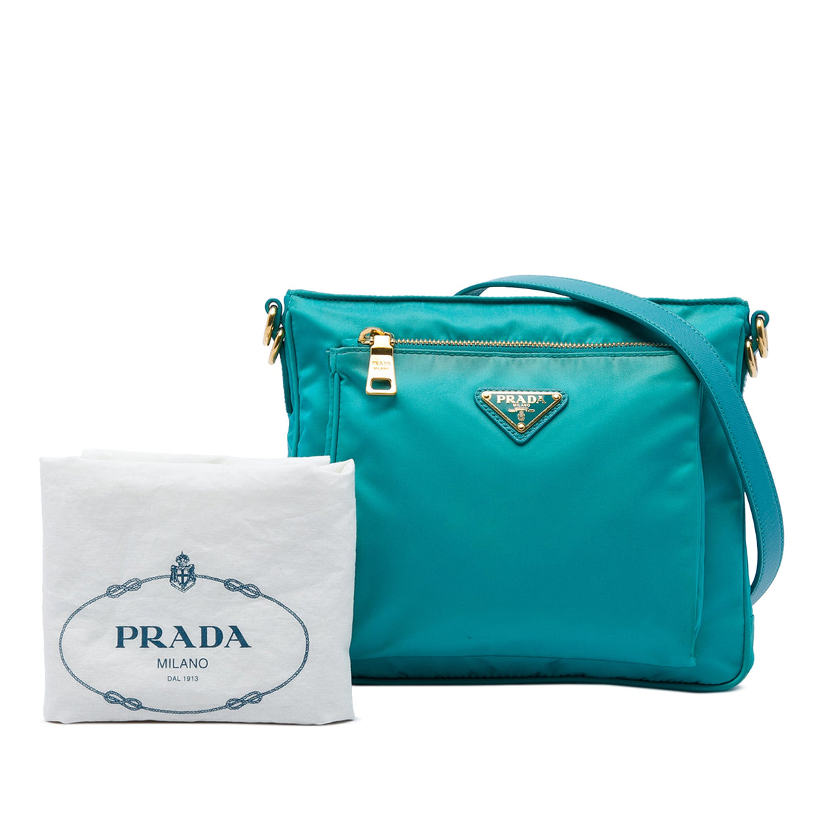 Prada Saffiano Trimmed Tessuto Zip Top Crossbody