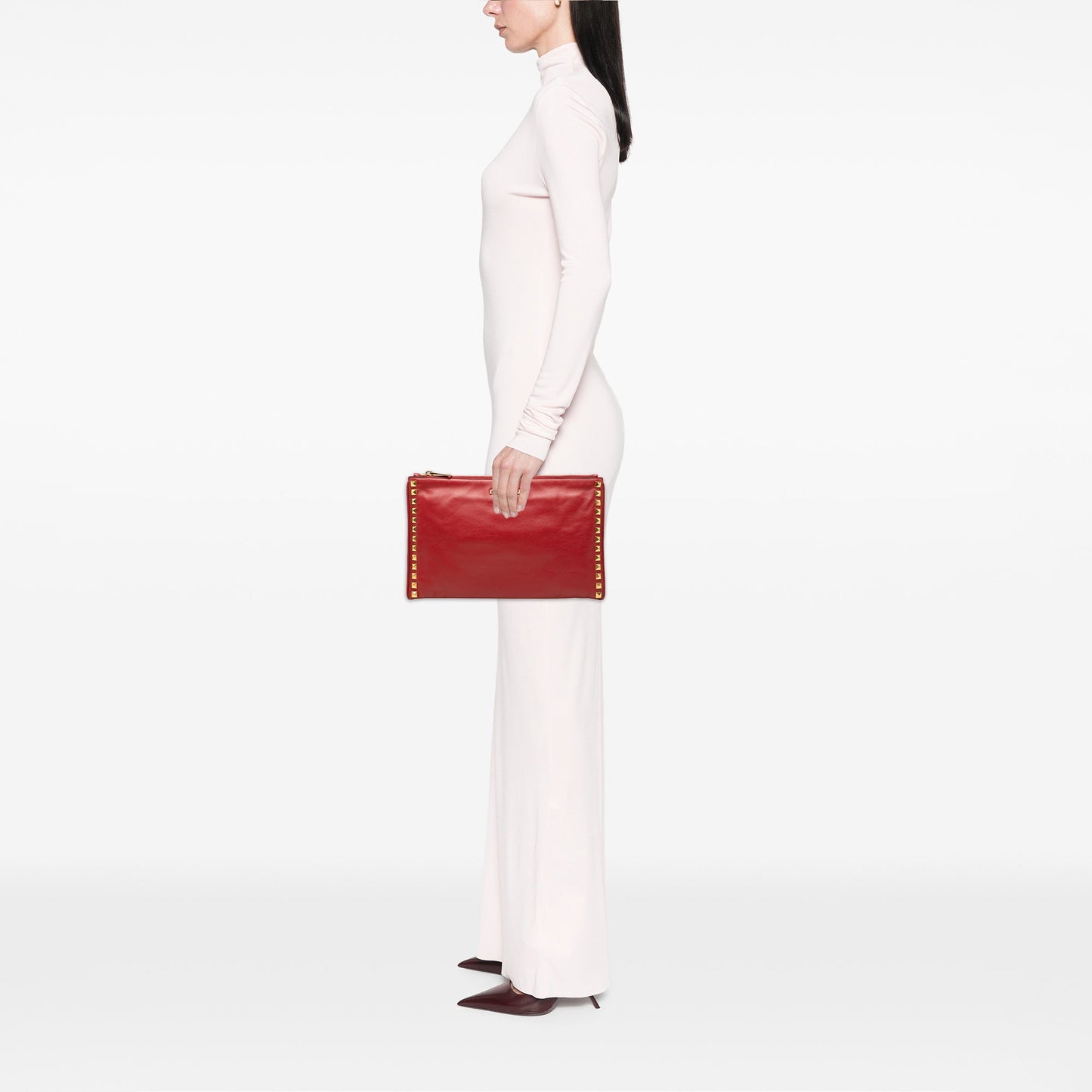 Miu Miu Studded Leather Zip Clutch