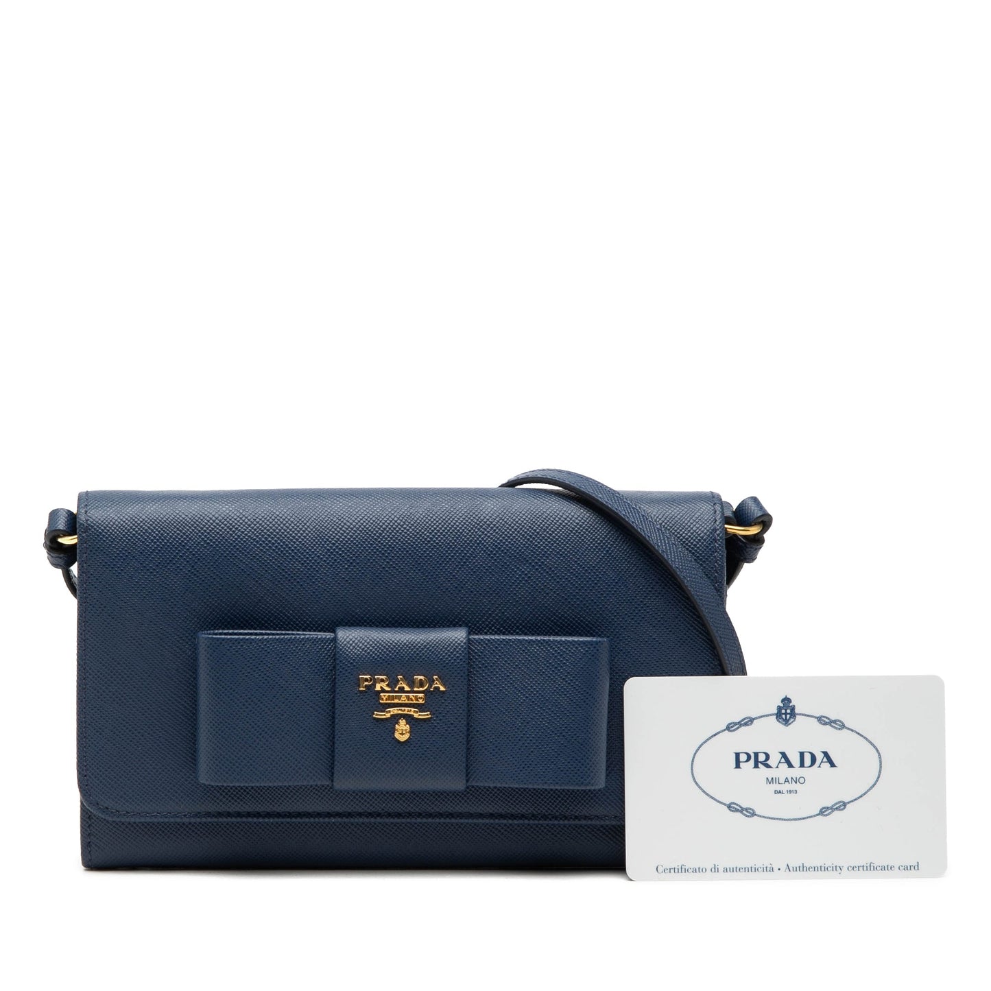 Saffiano Lux Bow Wallet On Strap