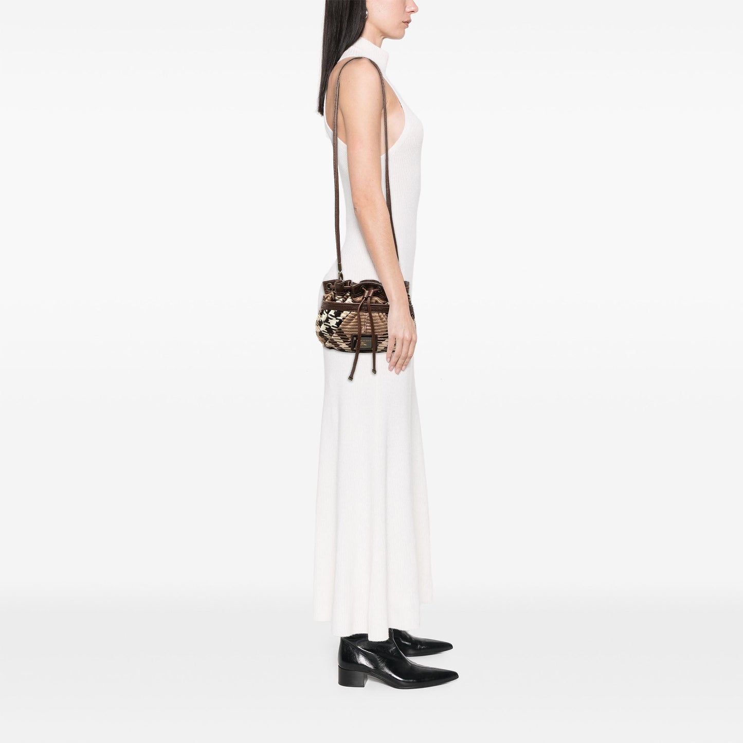 Burberry Supernova Check Wool Drawstring Crossbody