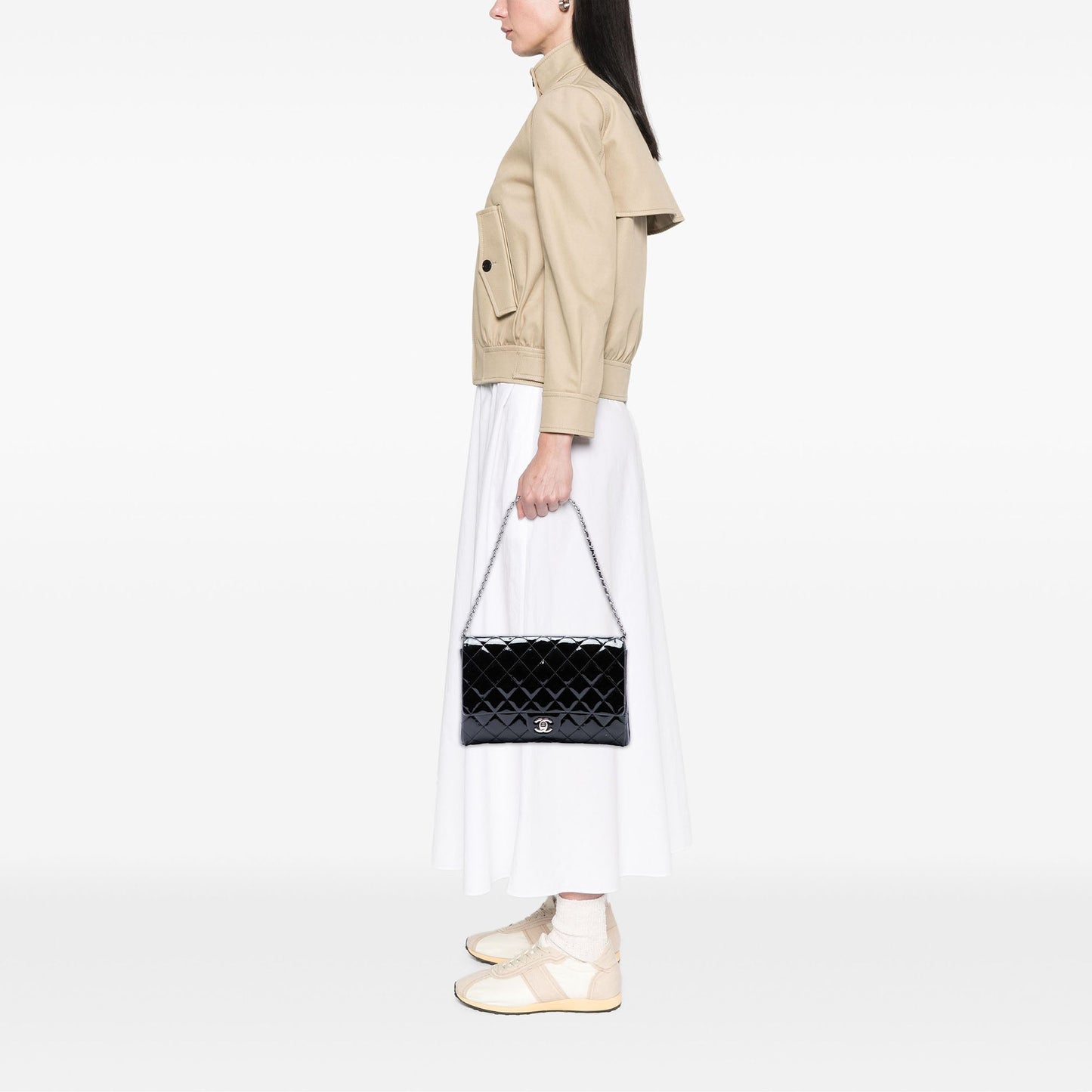 Chanel CC Quilted Patent Flap Clutch with Chain