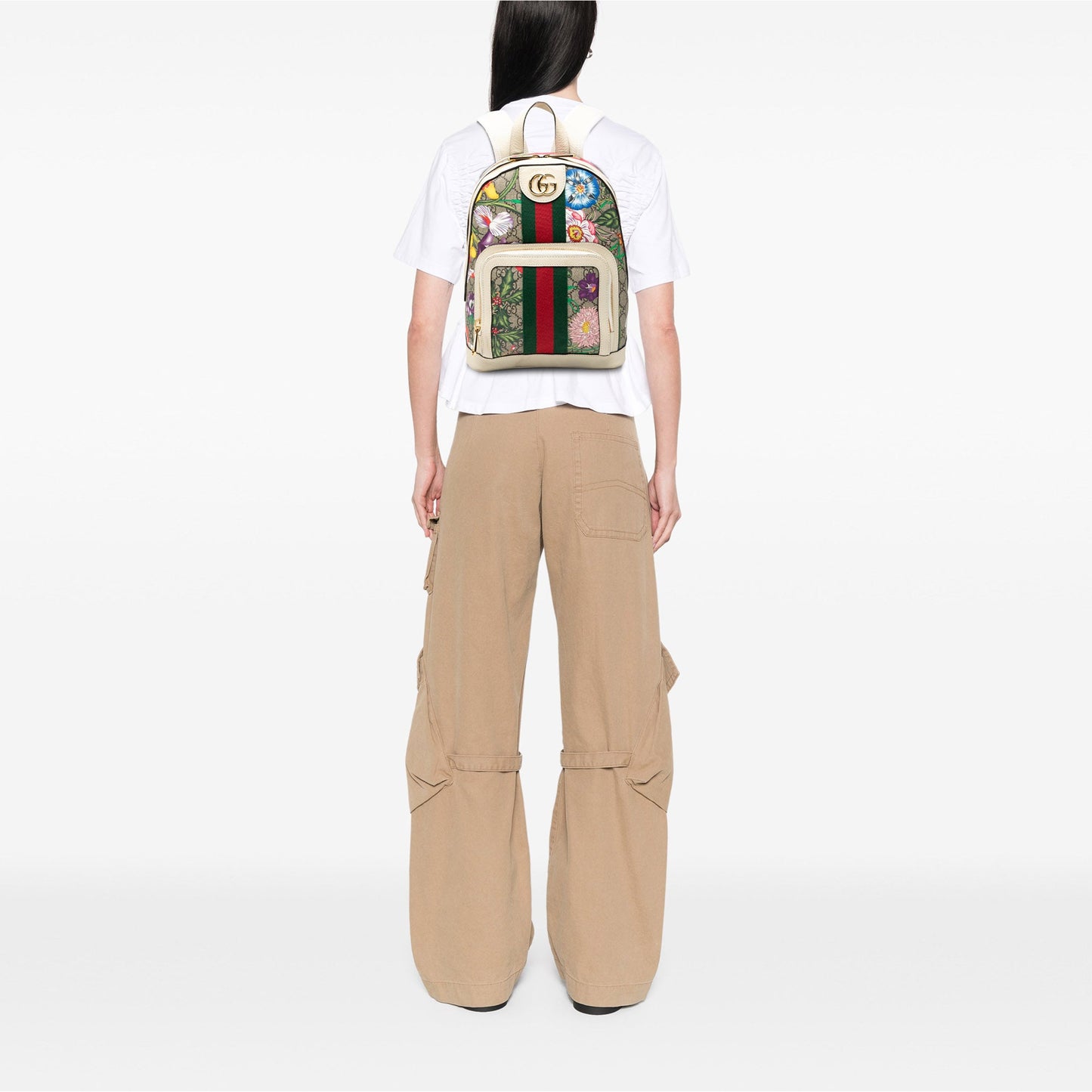 Gucci Small GG Supreme Flora Ophidia Backpack