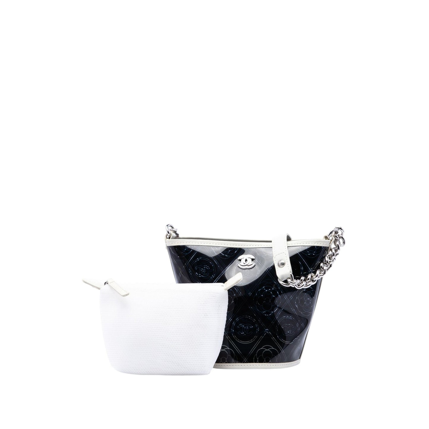 Chanel Small PVC and Crumpled Calfskin Camellia Coco Bucket Bag