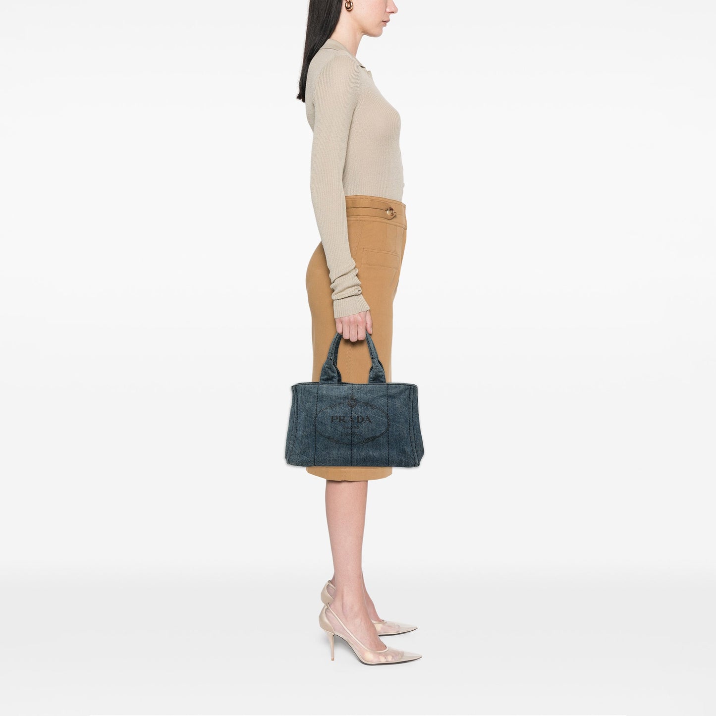 Prada Denim Canapa Logo Satchel