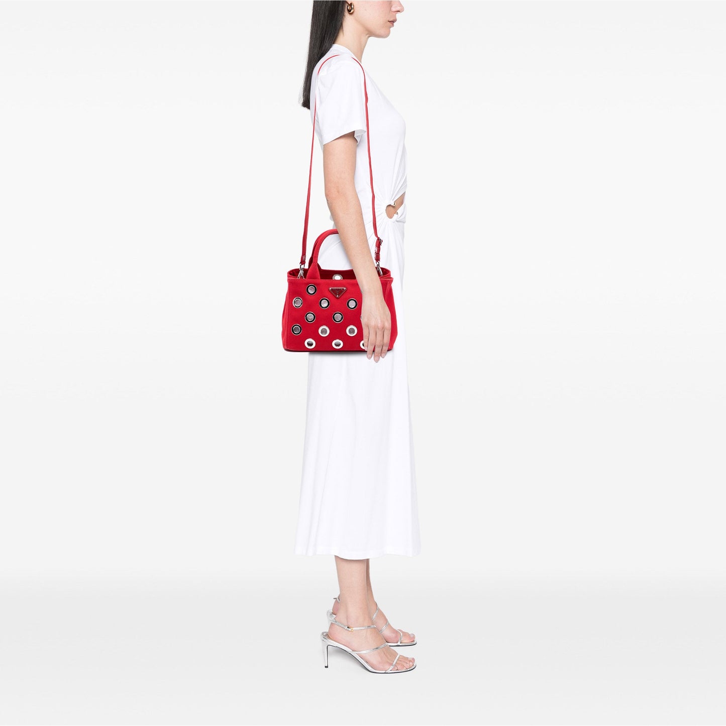 Prada Small Canvas Canapa Grommet Satchel