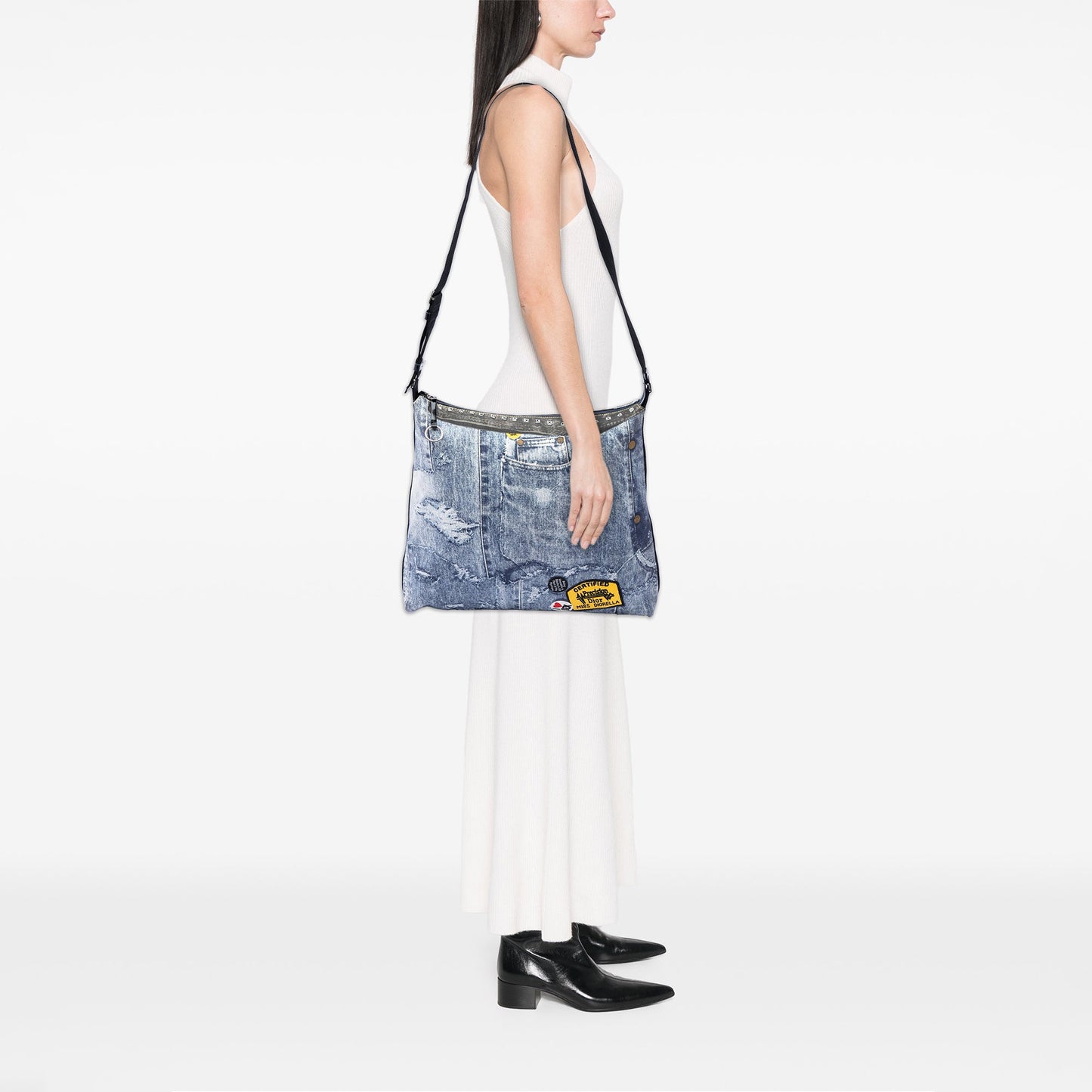 Dior Large Canvas Printed Denim Miss Diorella Messenger Bag