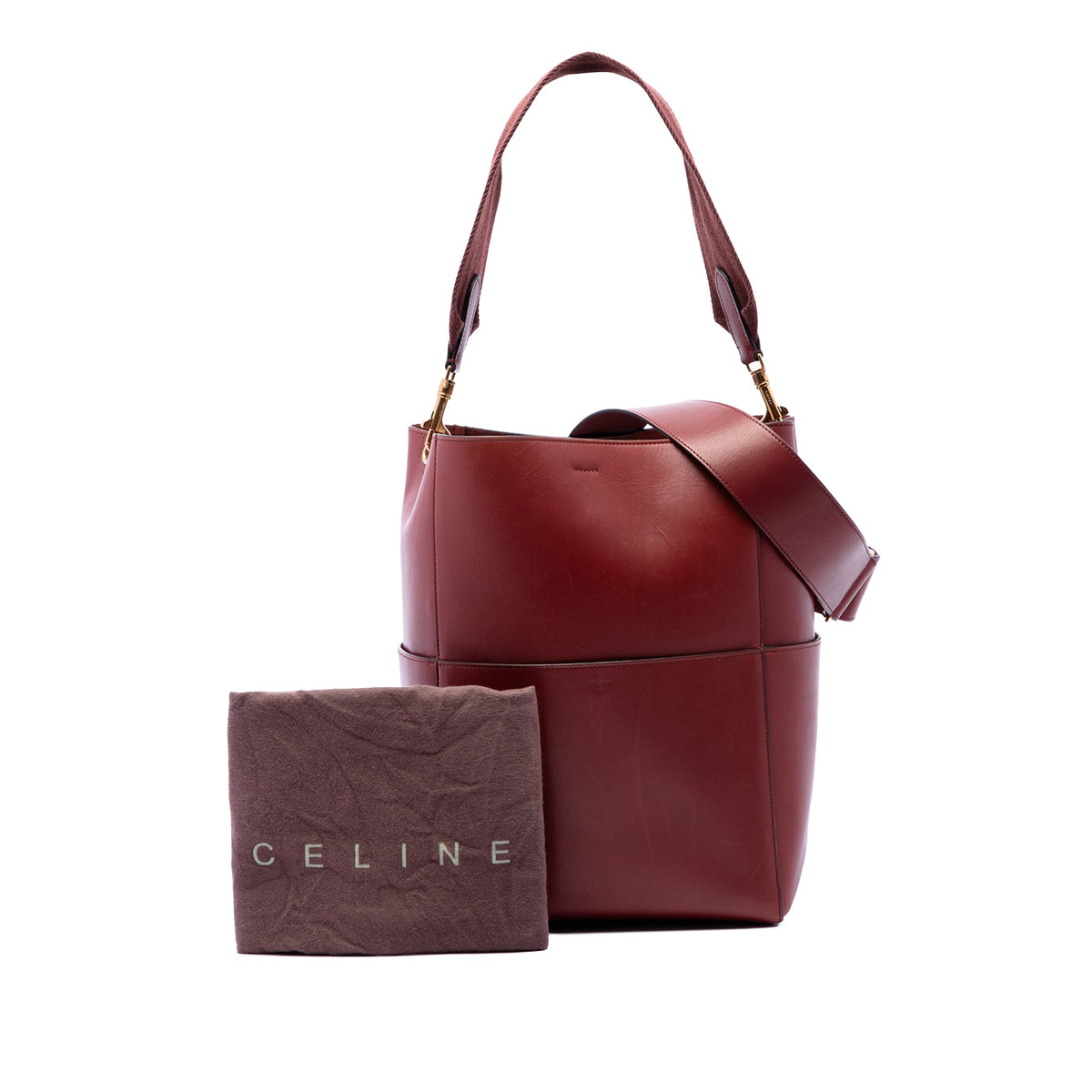 Celine Medium Leather Seau Sangle Bucket Bag