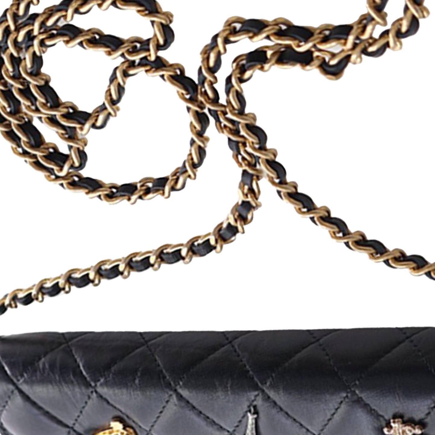 Chanel Quilted Aged Calfskin Reissue 2.55 Lucky Charms Wallet On Chain