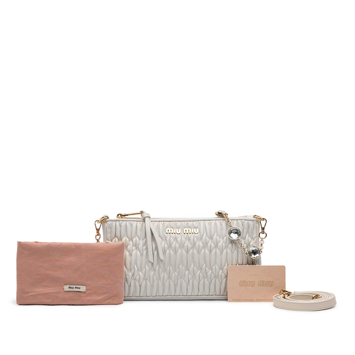Miu Miu Matelasse Nappa Crystal Chain Satchel