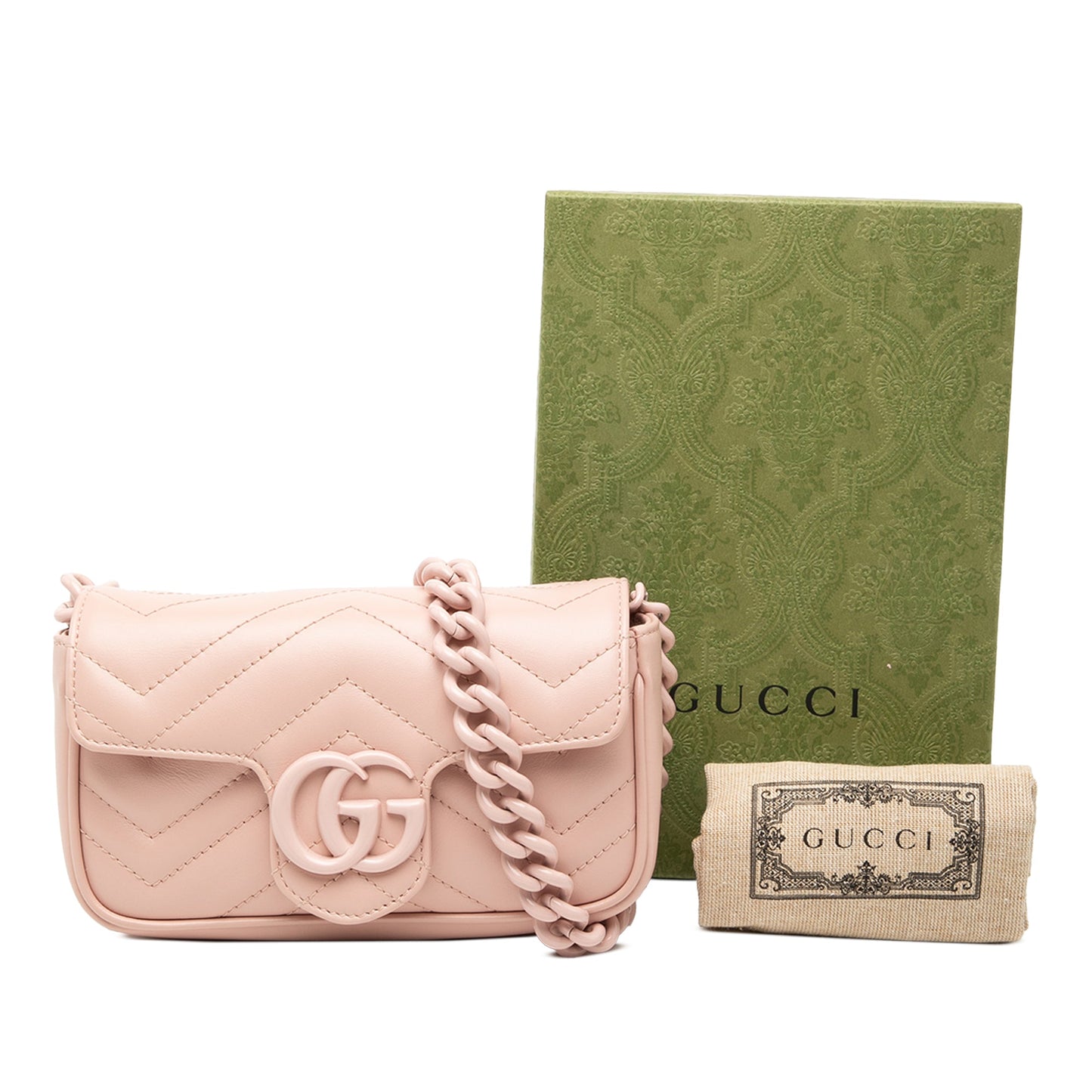 Gucci GG Marmont Matelasse Leather Monochrome Chain Belt Bag