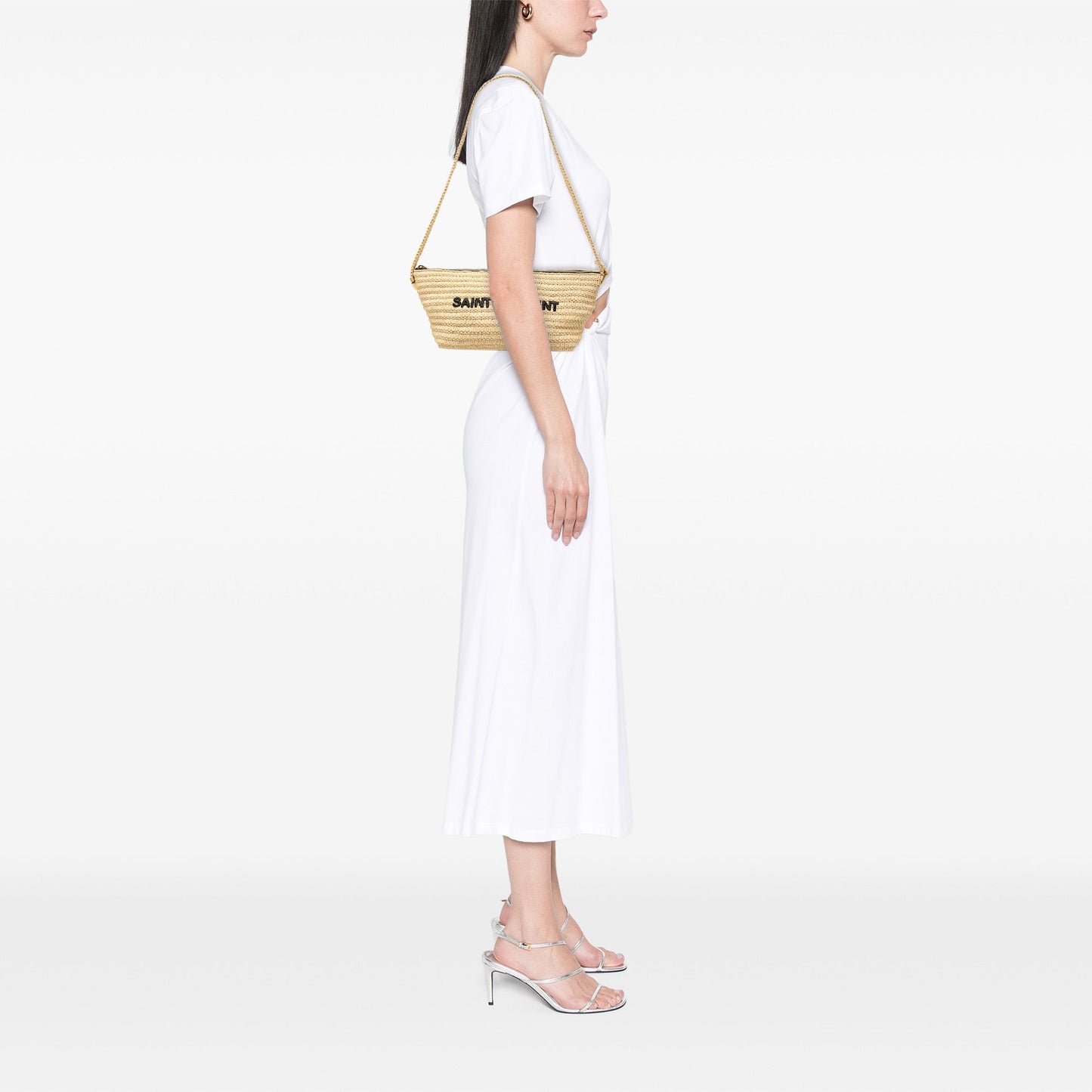 Woven Raffia Le Tuc Logo Shoulder Bag