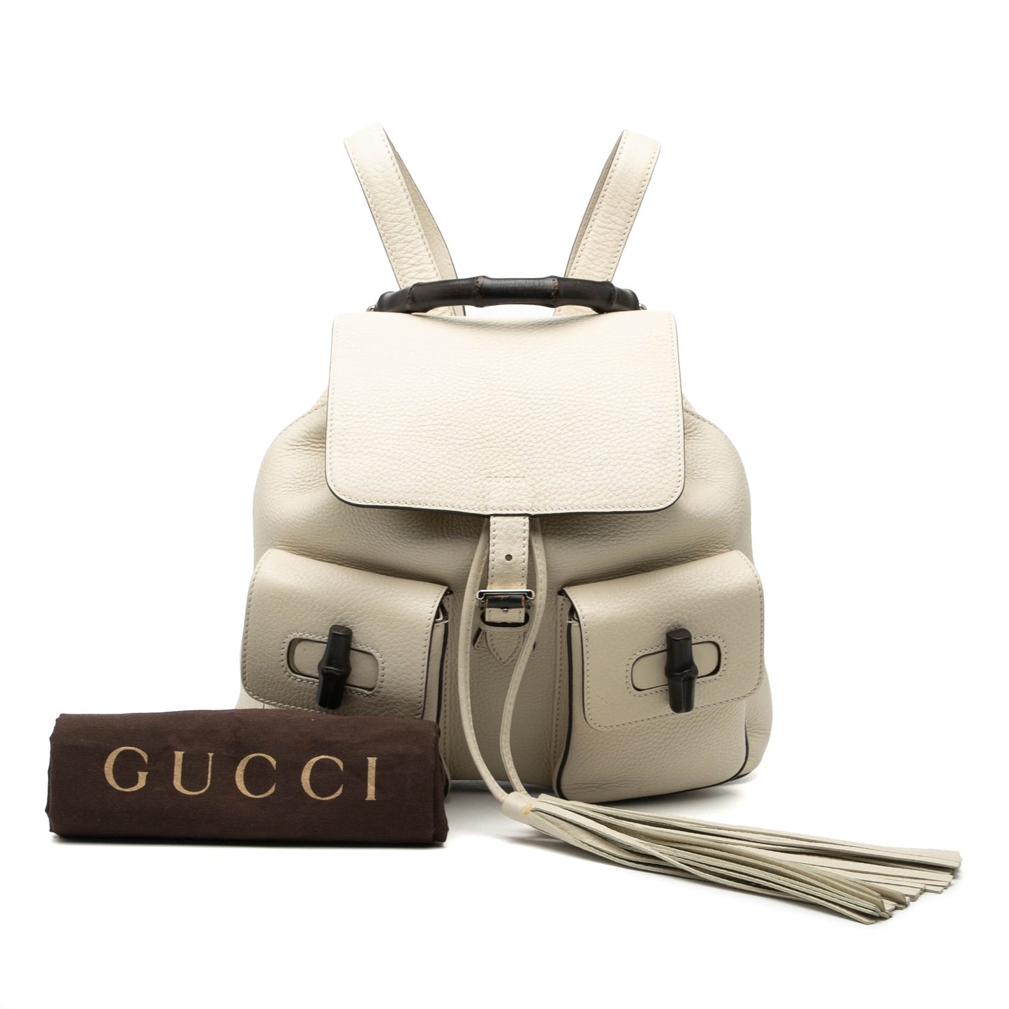 Gucci Leather Bamboo Tassel Backpack