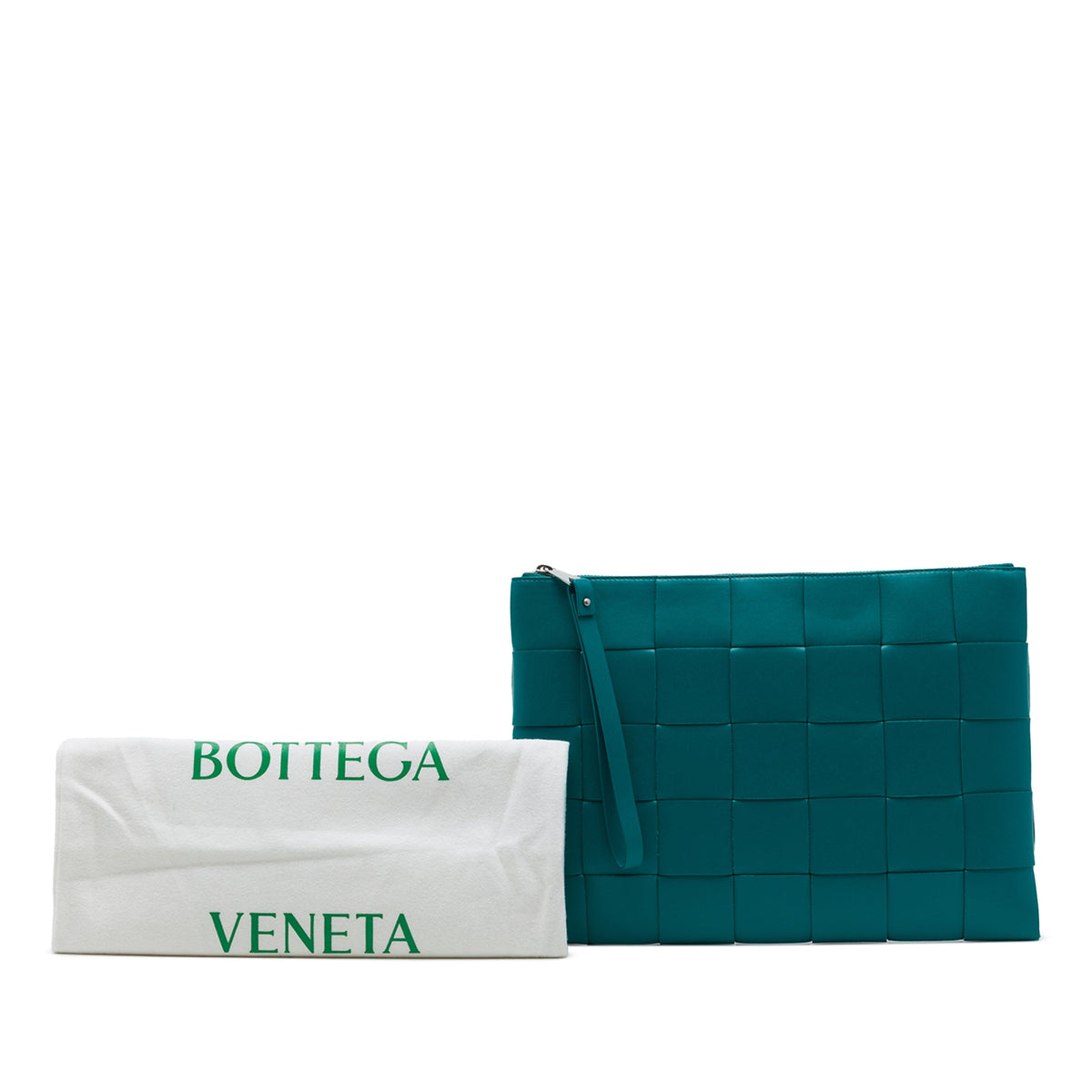 Bottega Veneta Nappa Maxi Intrecciato Cassette Flat Pouch — Blue