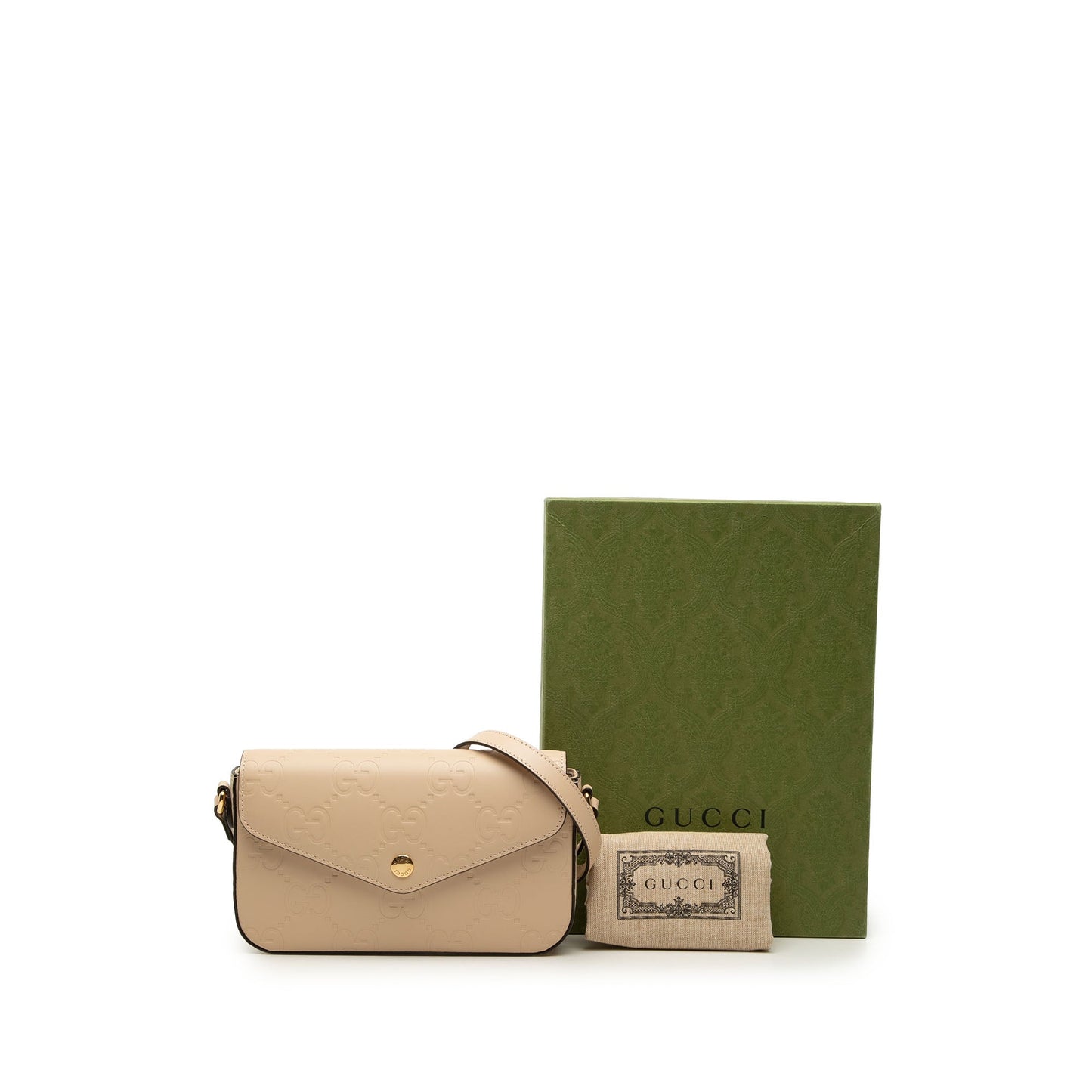 Gucci Super Mini GG Jumbo Embossed Leather Pochette