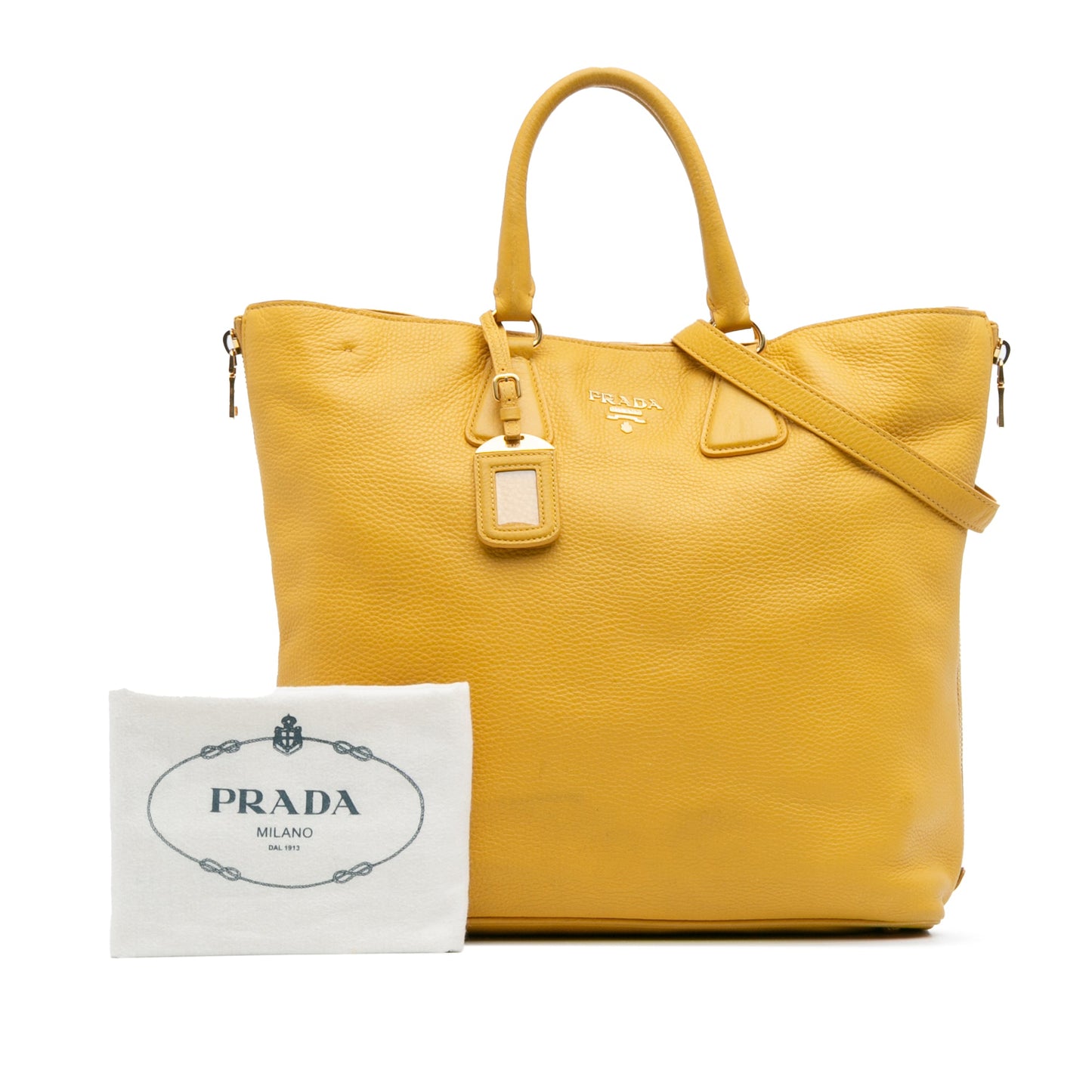 Prada Vitello Daino Side Zip Open Convertible Tote