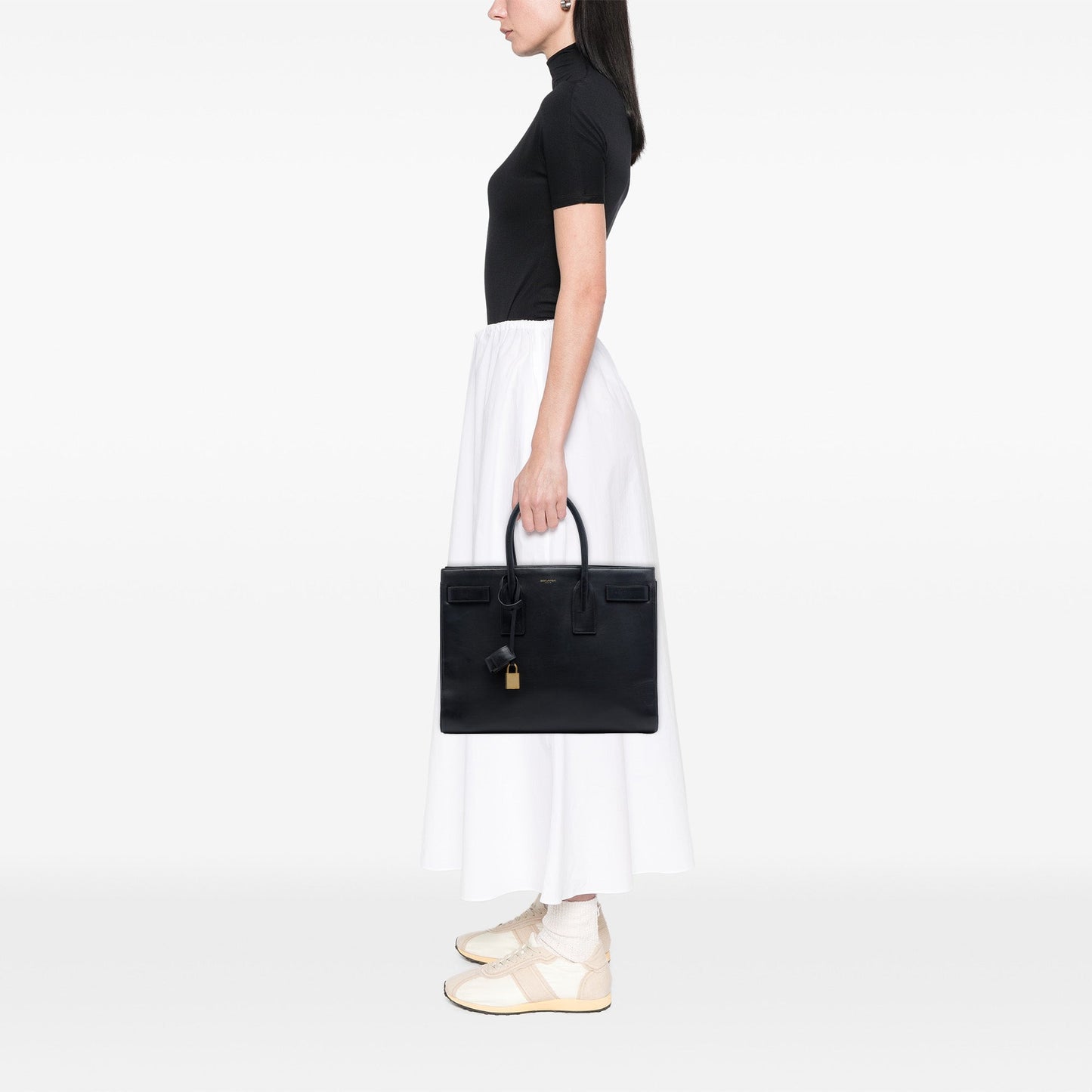 Saint Laurent Medium Leather Sac De Jour Satchel
