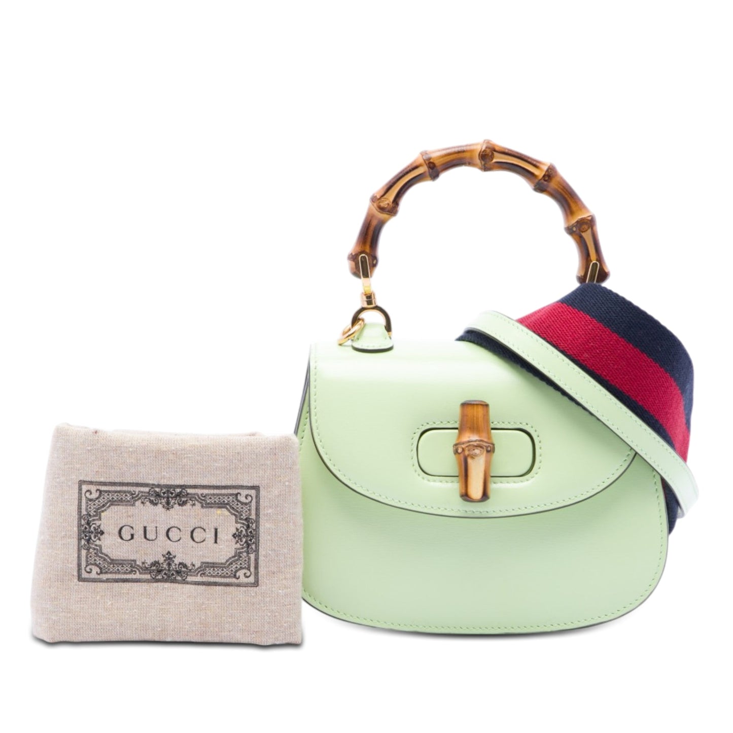 Gucci Mini Calfskin Web 1947 Bamboo Top Handle Bag