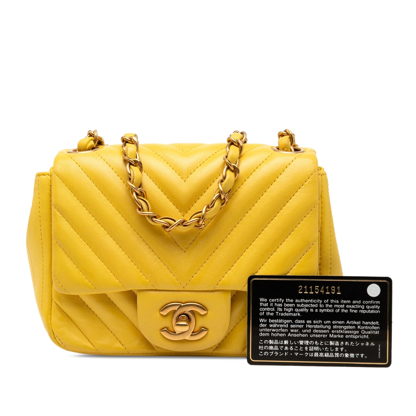 Chanel Mini Square Classic Chevron Lambskin Single Flap