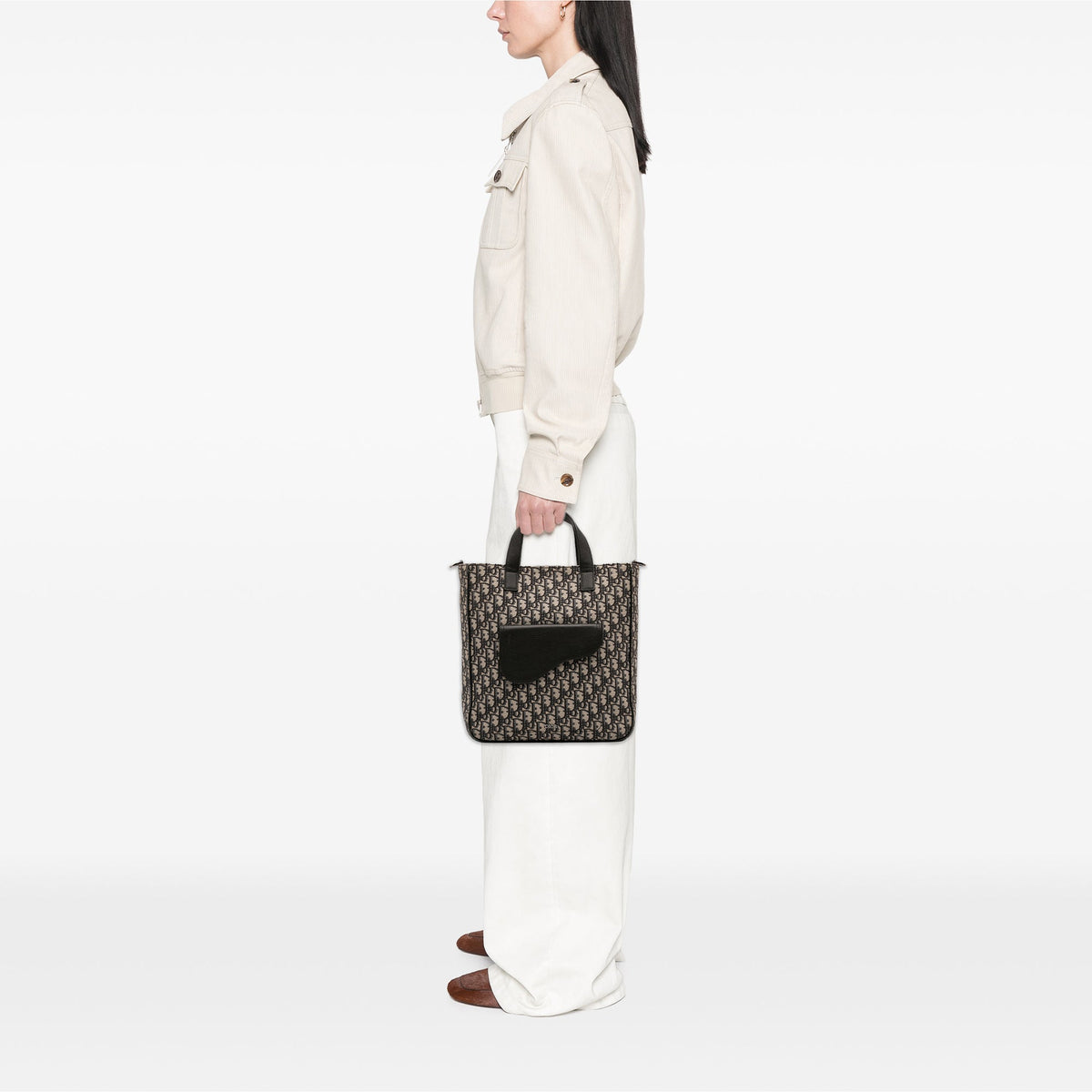 Dior Oblique Canvas and Leather Saddle Tote