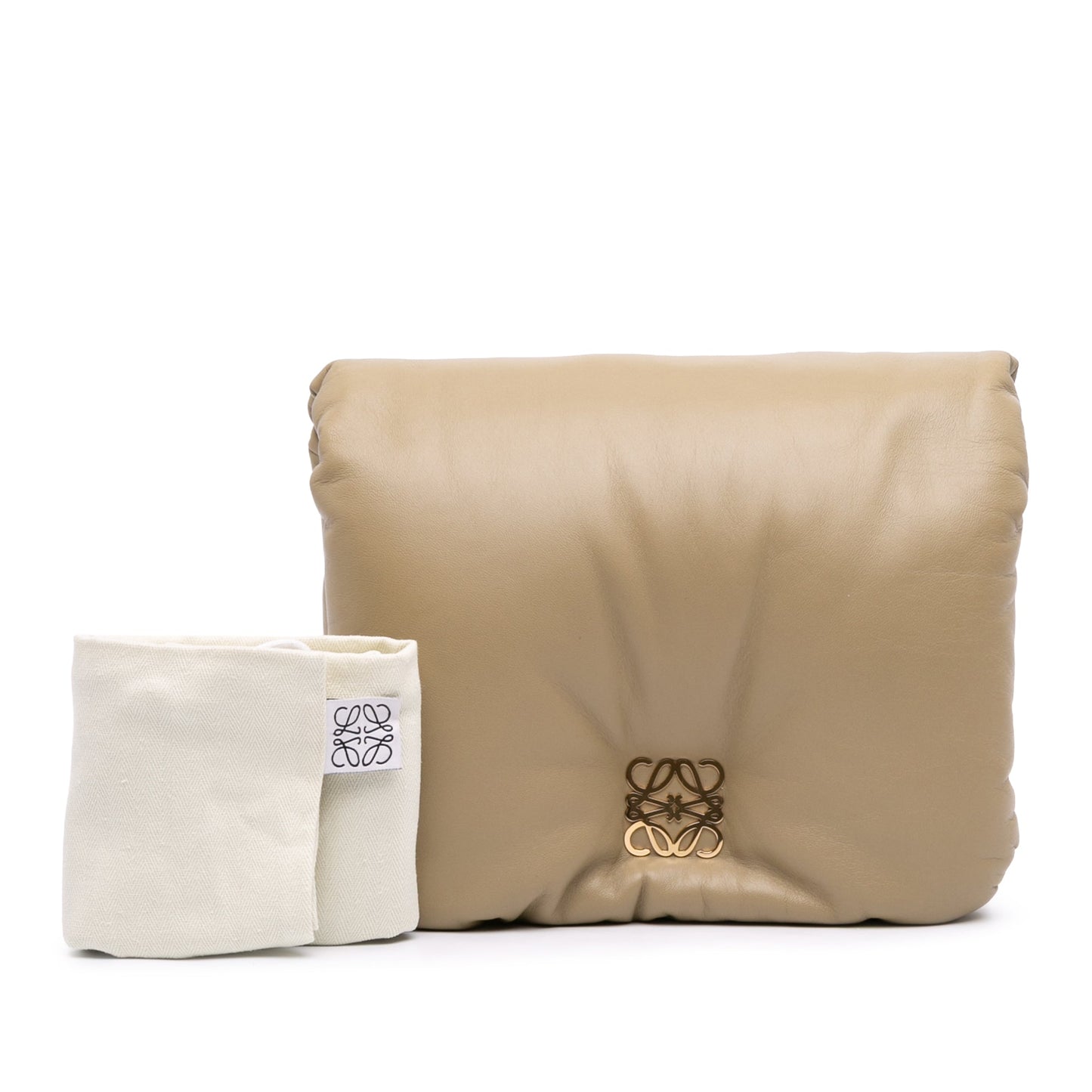 LOEWE Shiny Lambskin Goya Puffer Chain Bag