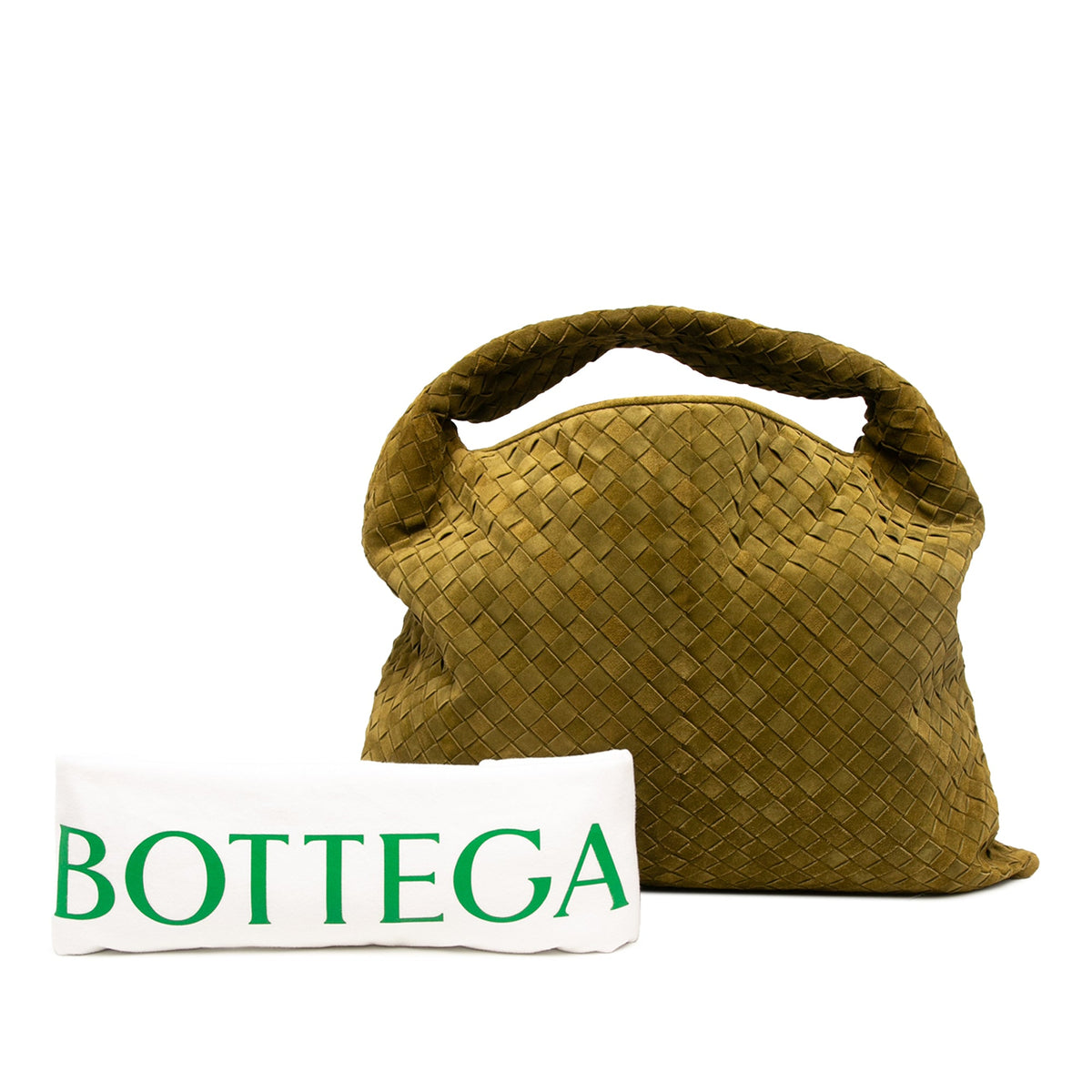 Bottega Veneta Large Suede Intrecciato Hop Hobo — Green