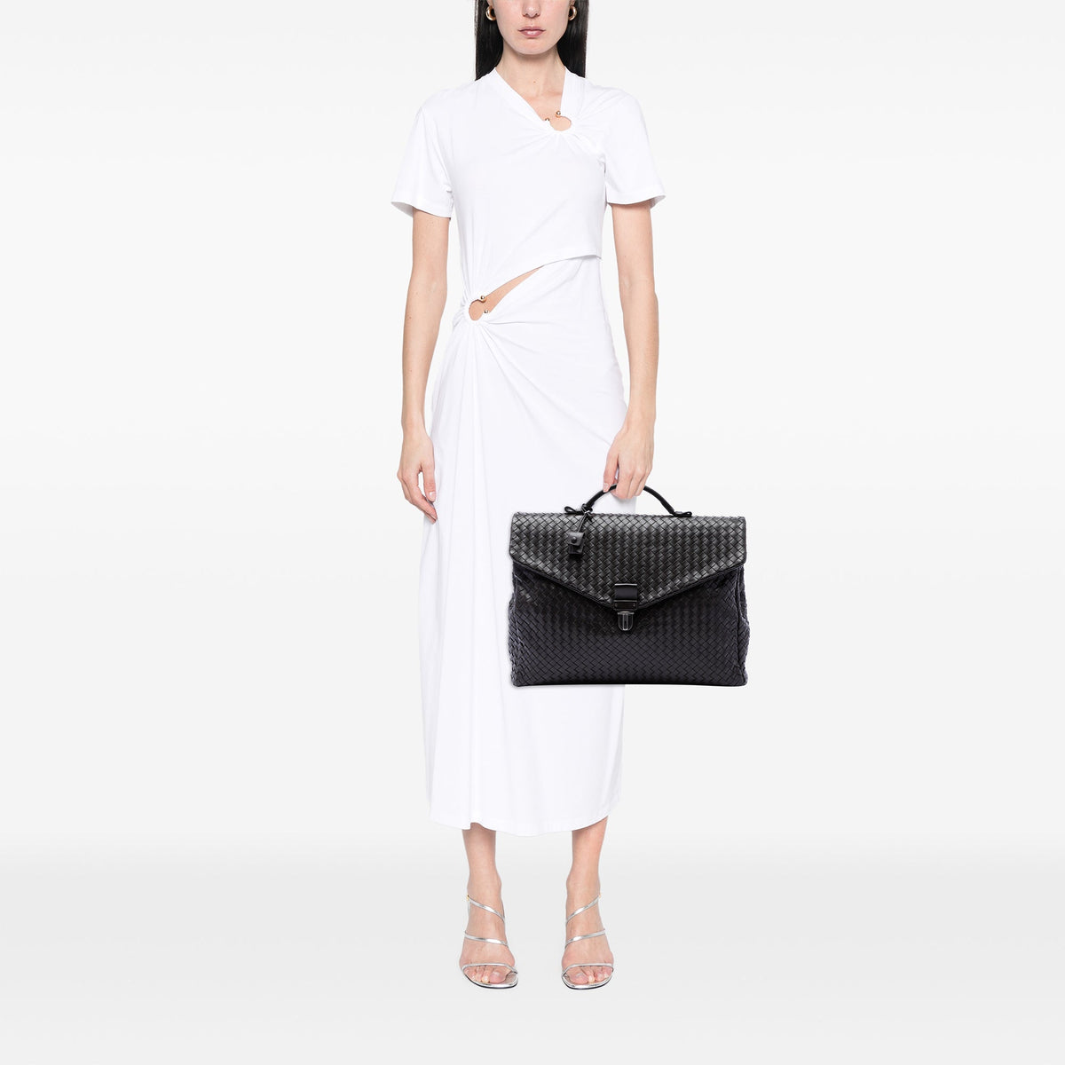 Bottega Veneta Nappa Intrecciato Business Bag — Brown
