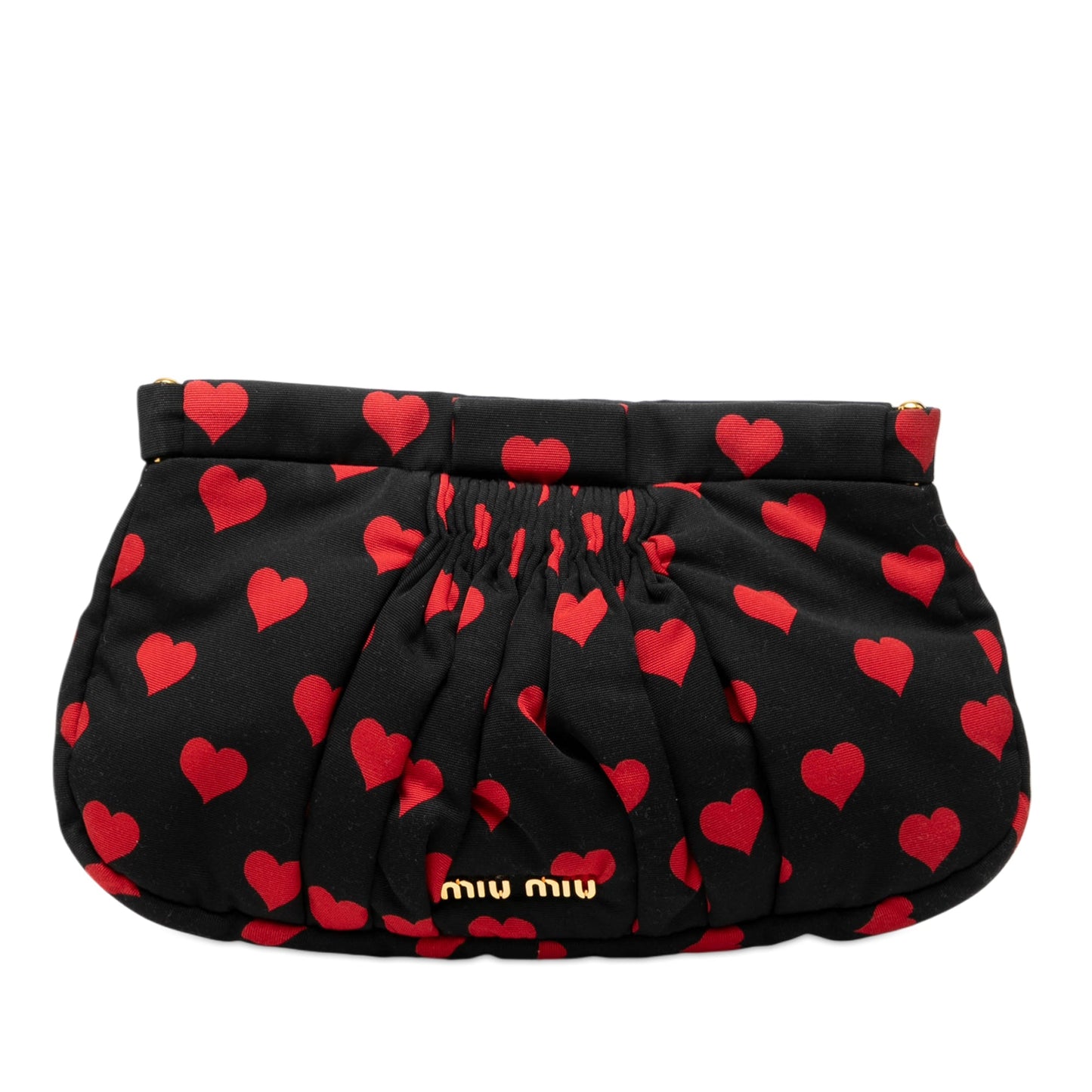 Miu Miu Pleated Nylon Heart Print Clutch